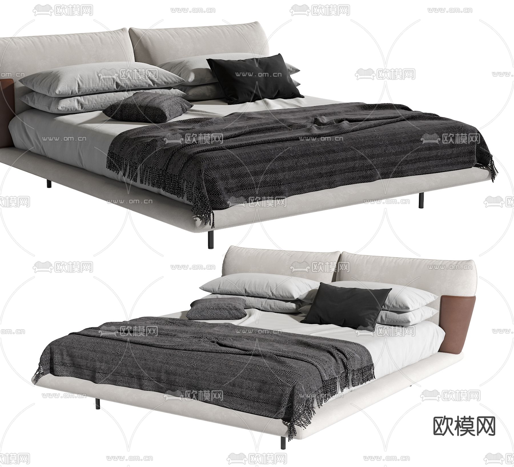 Bonaldo 现代双人床3d模型下载