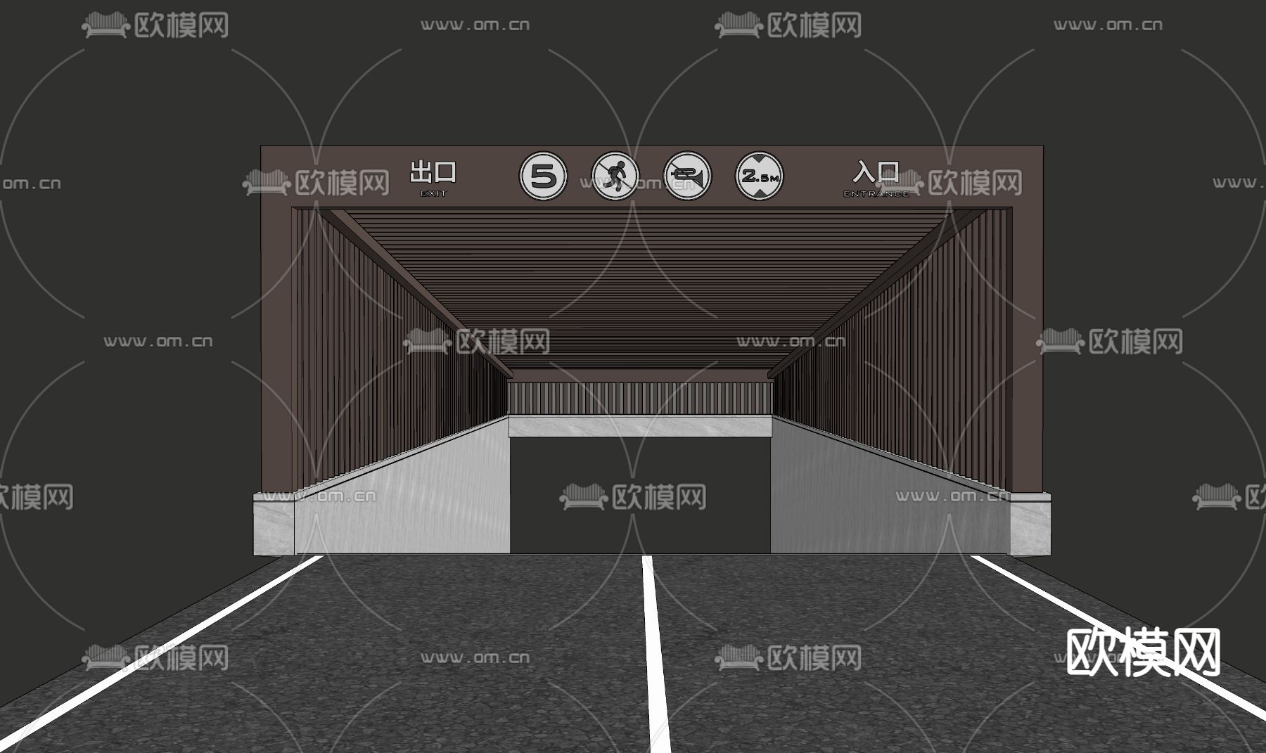 地库 车库入口su模型下载