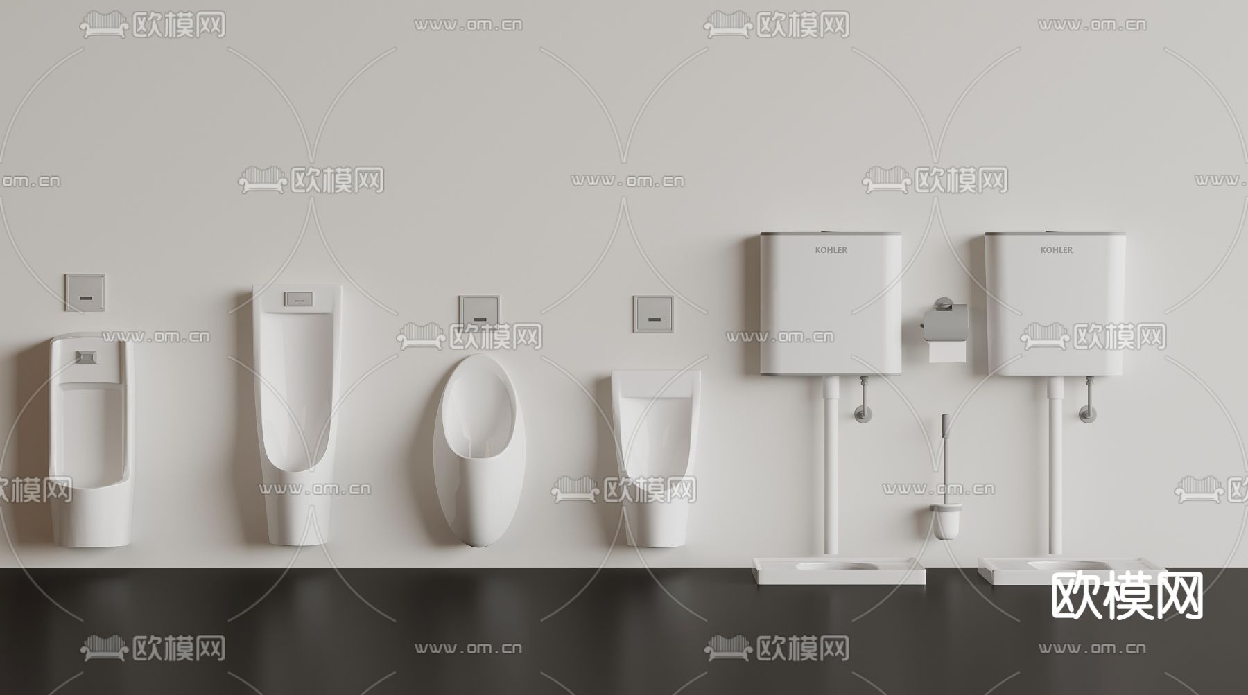 小便器 蹲便器su模型下载（渲染图2）