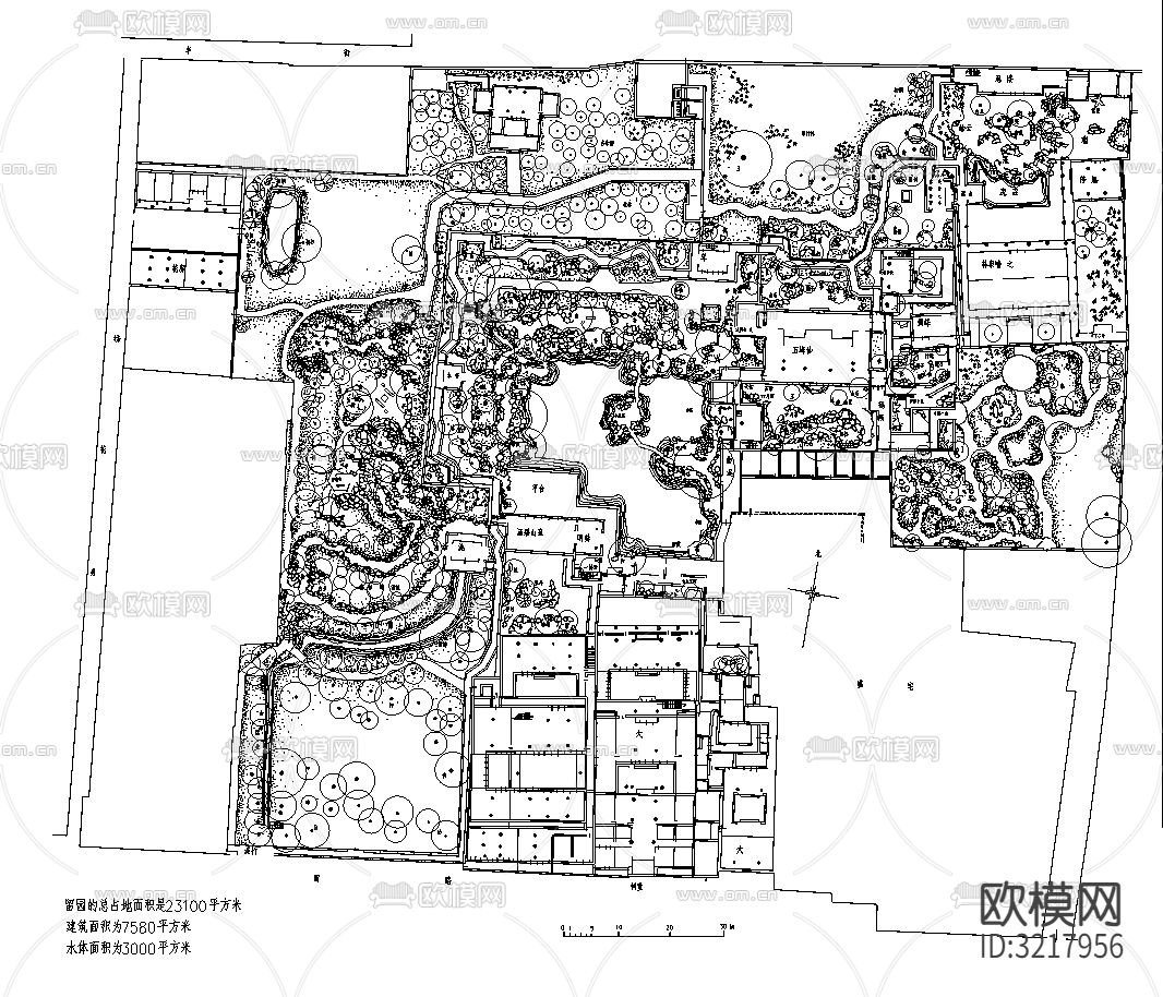 古典园林平面-拙政园怡园沧浪亭留园狮子林cad施工图下载（渲染图2）