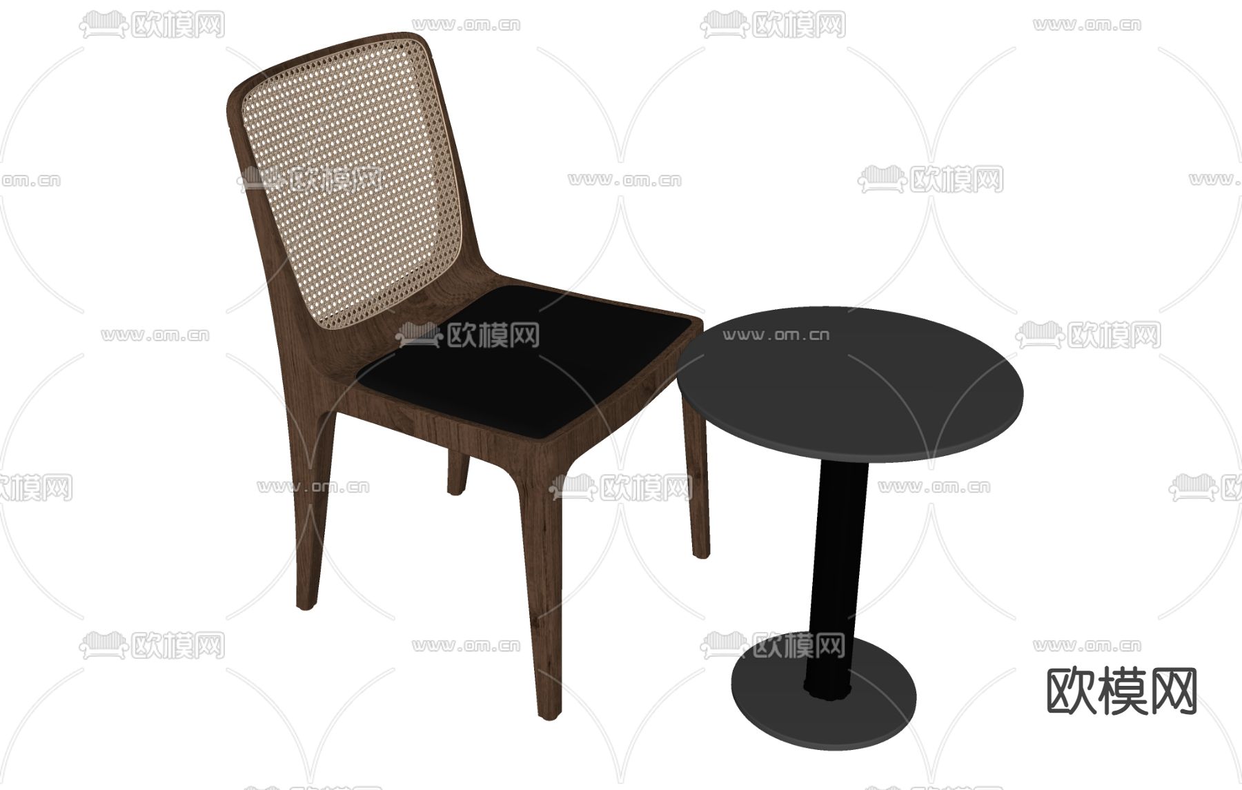 藤编椅 单椅 椅子 餐椅su模型下载（渲染图1）