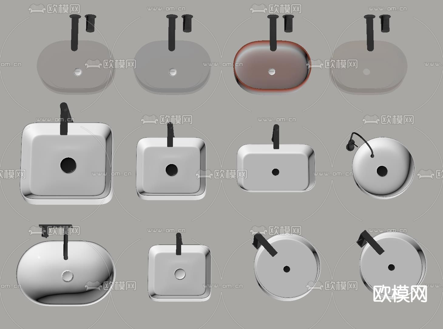 浴室盆 陶瓷盆su模型下载（渲染图1）