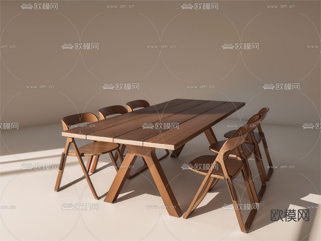 现代餐桌椅u模型下载（渲染图2）