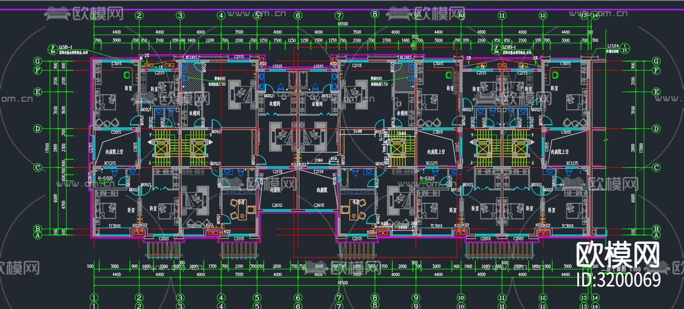 楼房建筑cad立面图下载（渲染图1）