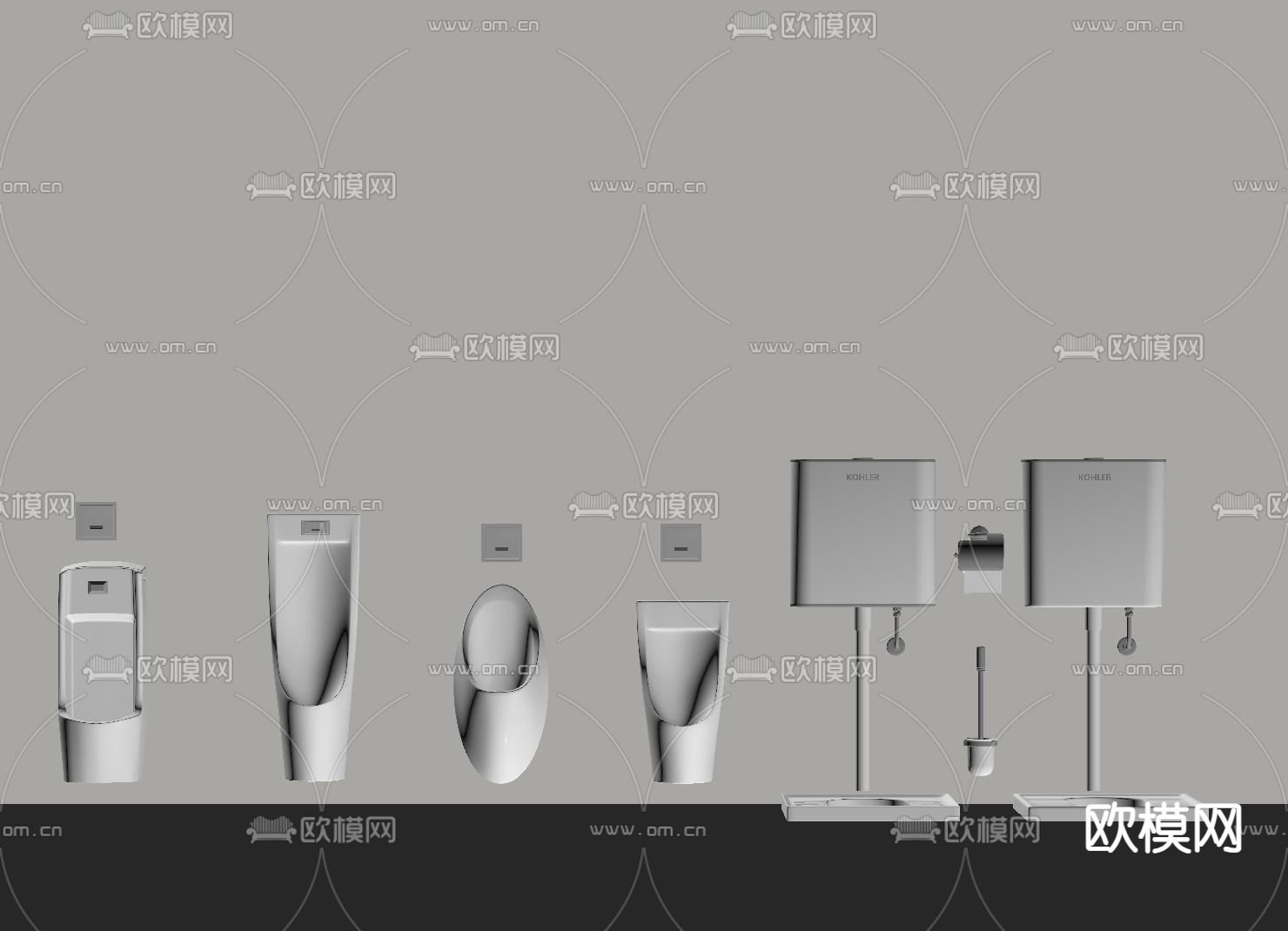小便器 蹲便器su模型下载（渲染图1）