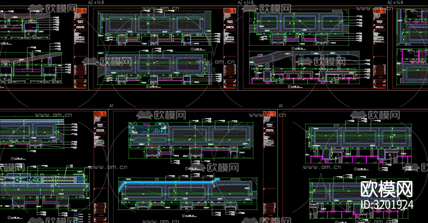 小区建筑cad施工图下载（渲染图1）