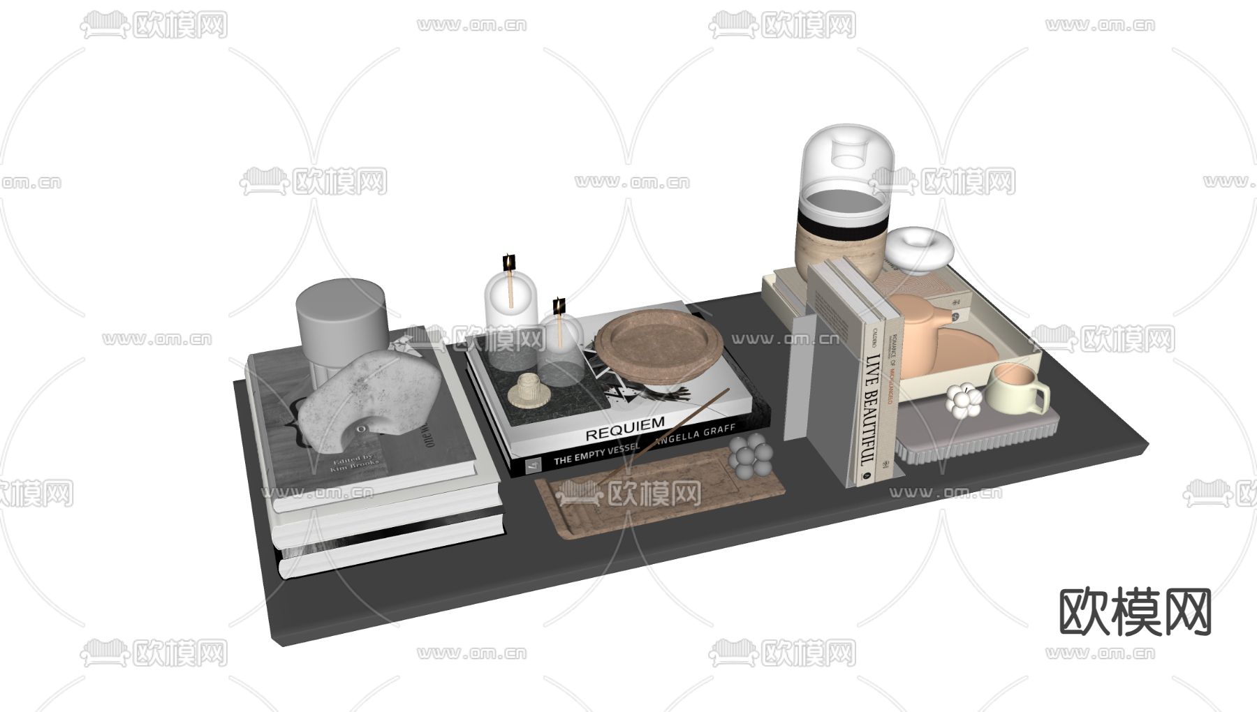 书籍 摆件 装饰品 水杯su模型下载（渲染图1）