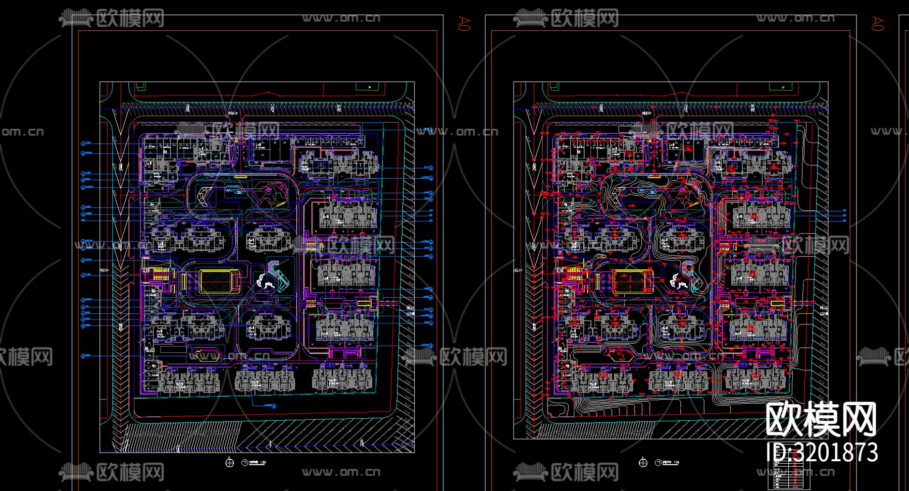 小区建筑cad施工图下载（渲染图1）