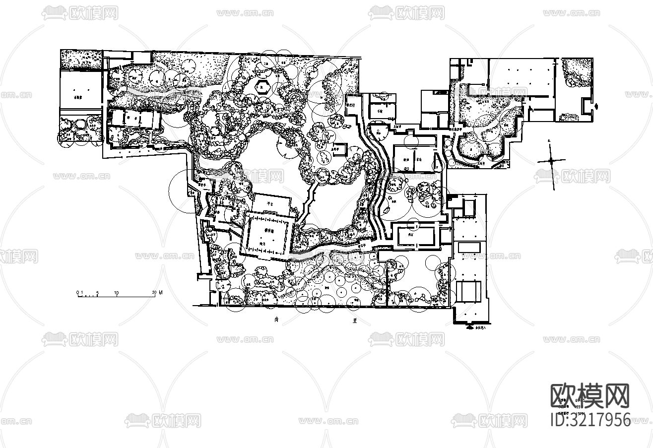 古典园林平面-拙政园怡园沧浪亭留园狮子林cad施工图下载（渲染图5）