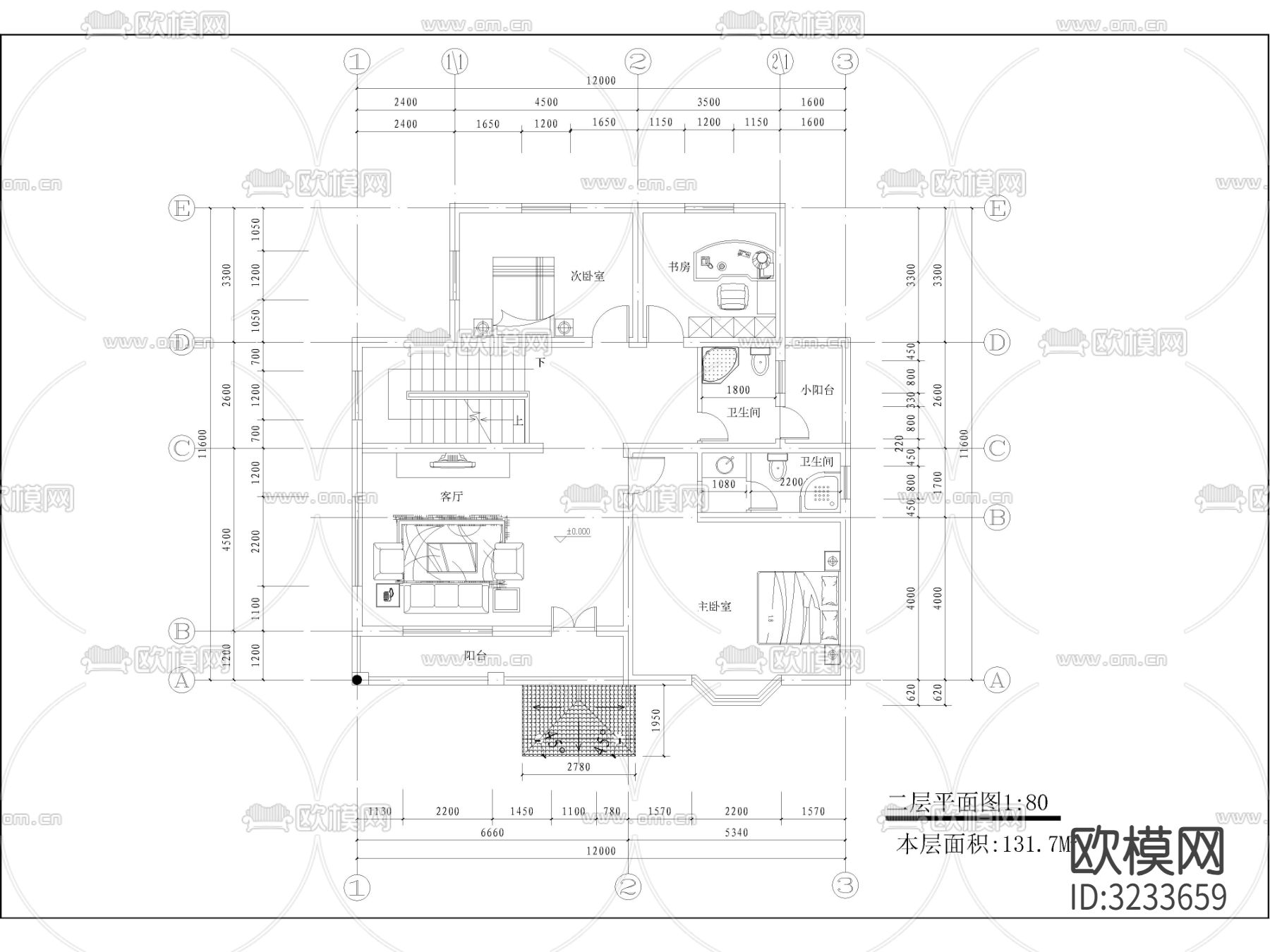 现代农村自建房 自建别墅 多层住宅 独栋别墅cad施工图下载（渲染图2）