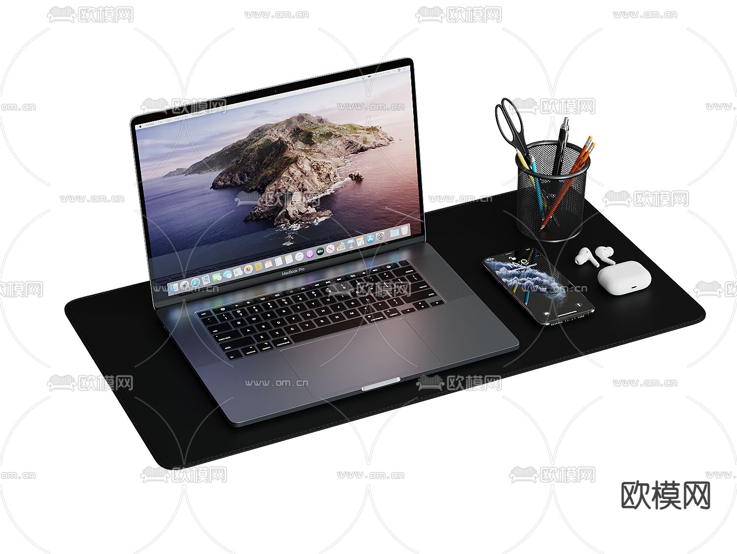 办公用品 笔记本电脑 笔筒3d模型下载