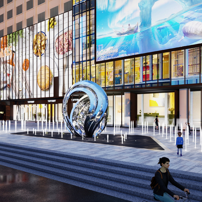  商业广场 商业步行街su模型 