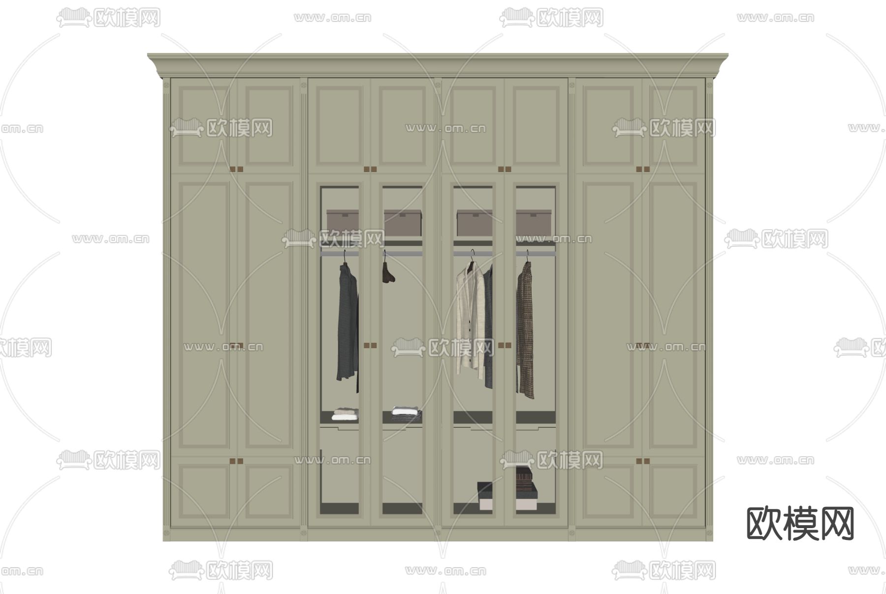 欧式衣柜su模型下载（渲染图1）