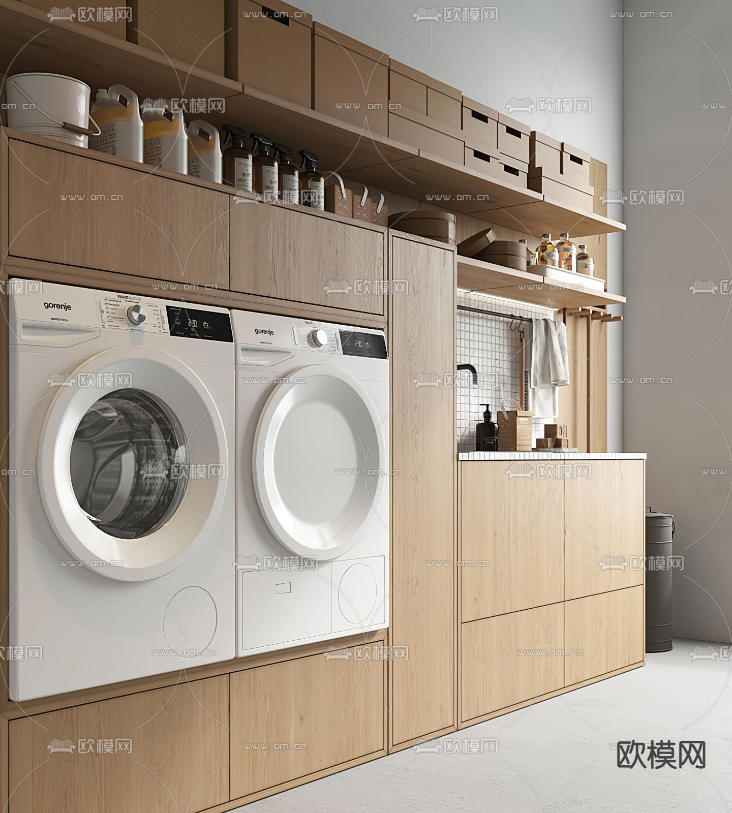 现代洗衣机柜3d模型下载