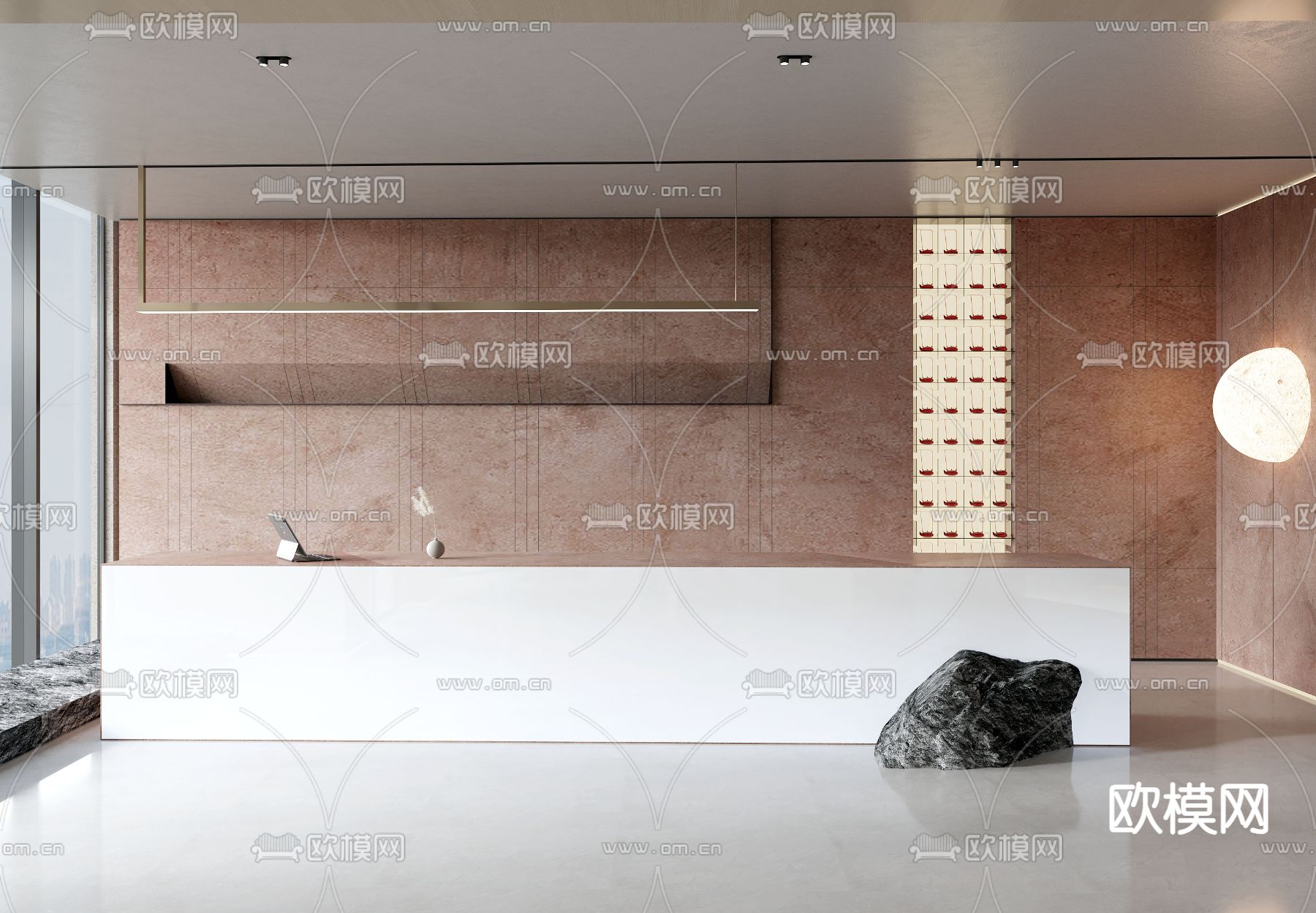 现代前台 接待台su模型下载（渲染图2）