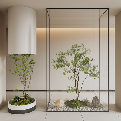  现代植物堆 景观树su模型 