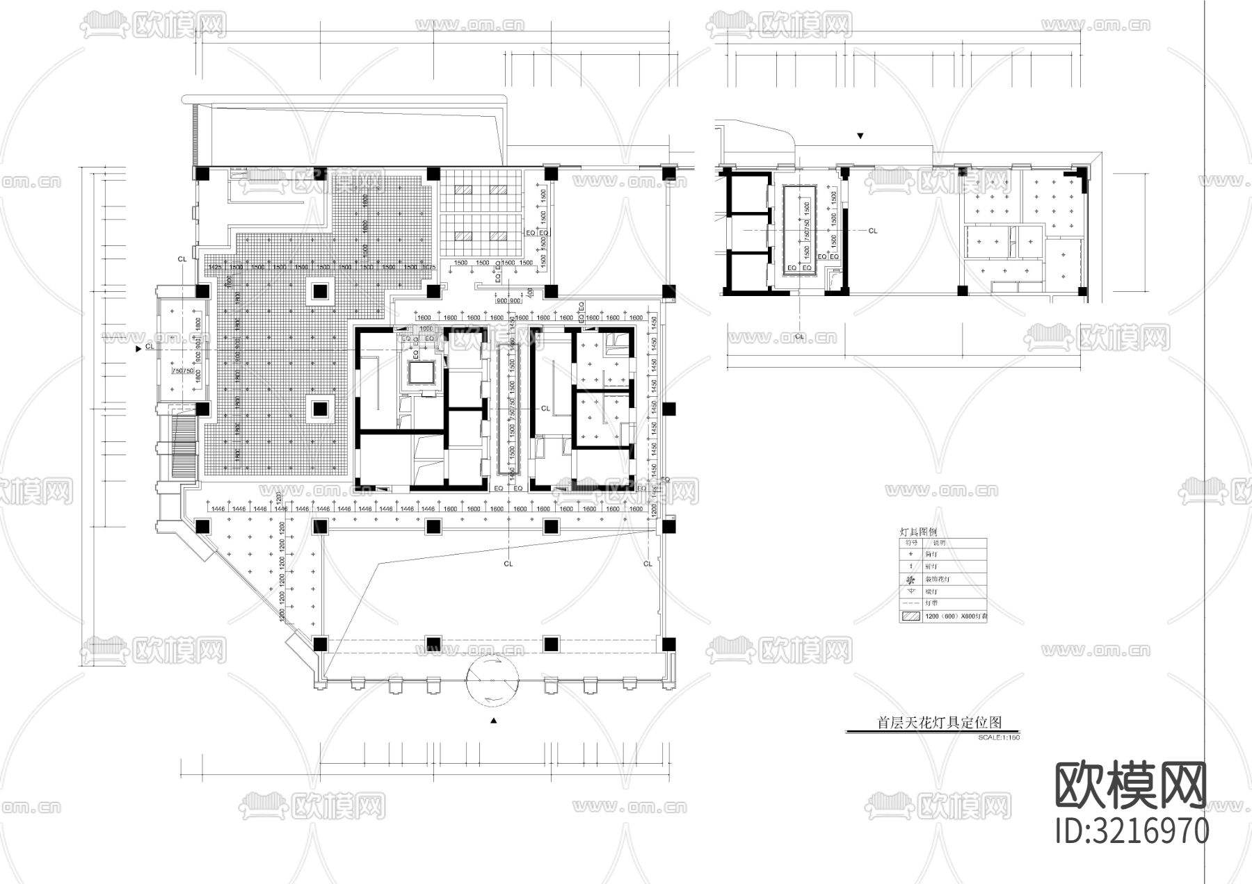 办公大厦公共区域内装图纸cad施工图下载（渲染图3）