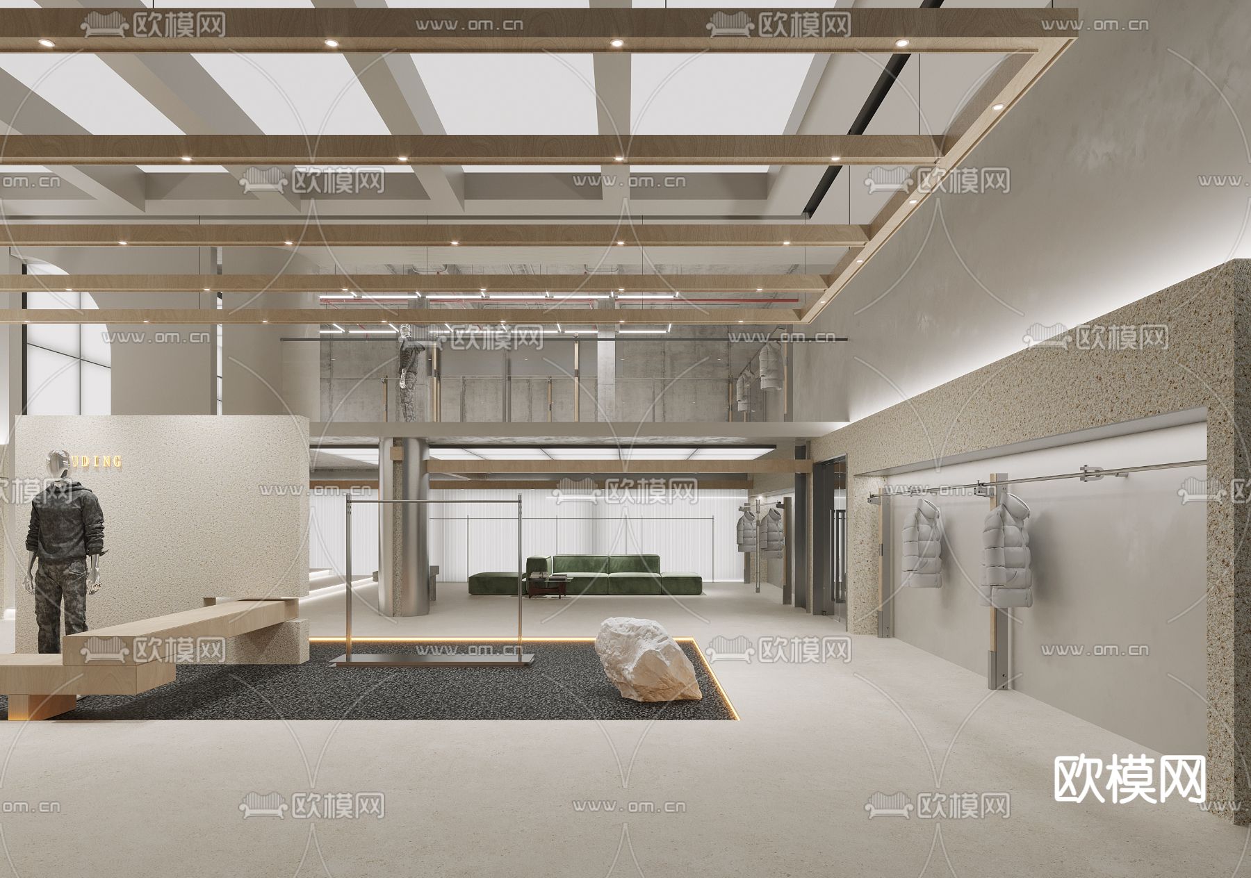 工业风男装 服装店3d模型下载（渲染图1）