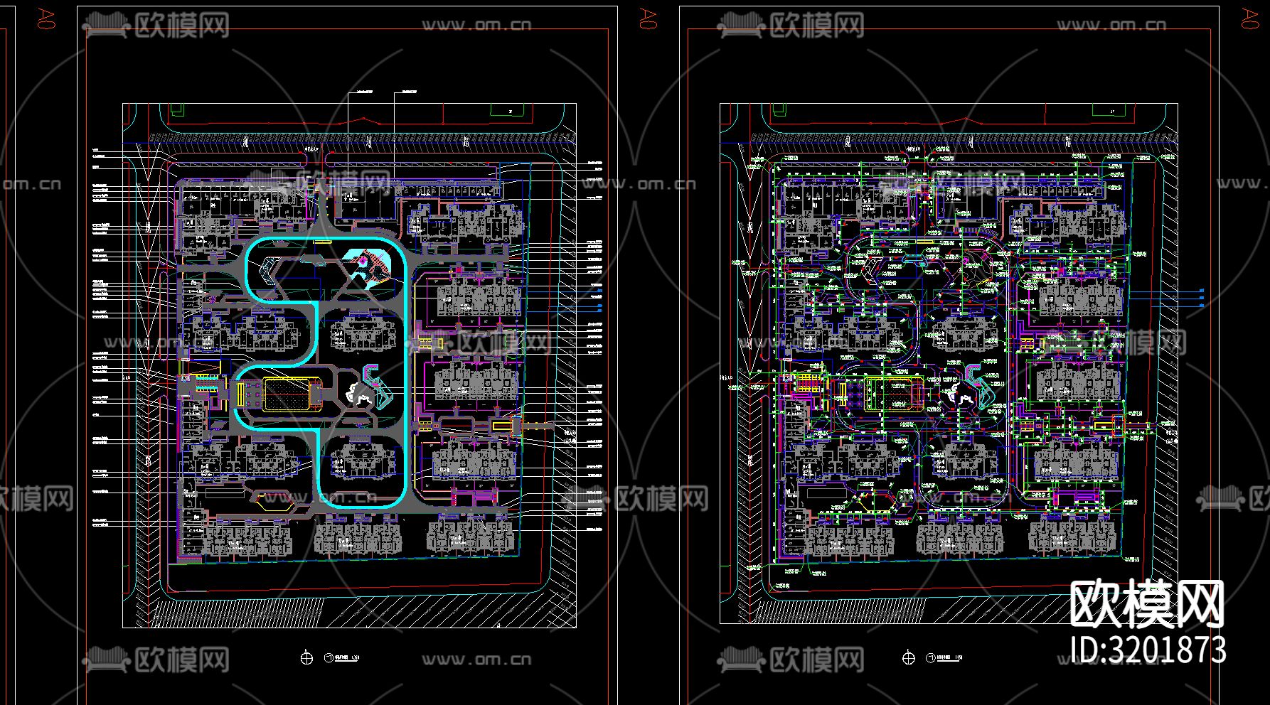 小区建筑cad施工图下载（渲染图2）