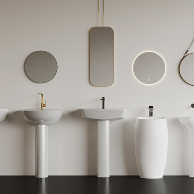  柱盆 浴室镜 镜子su模型 