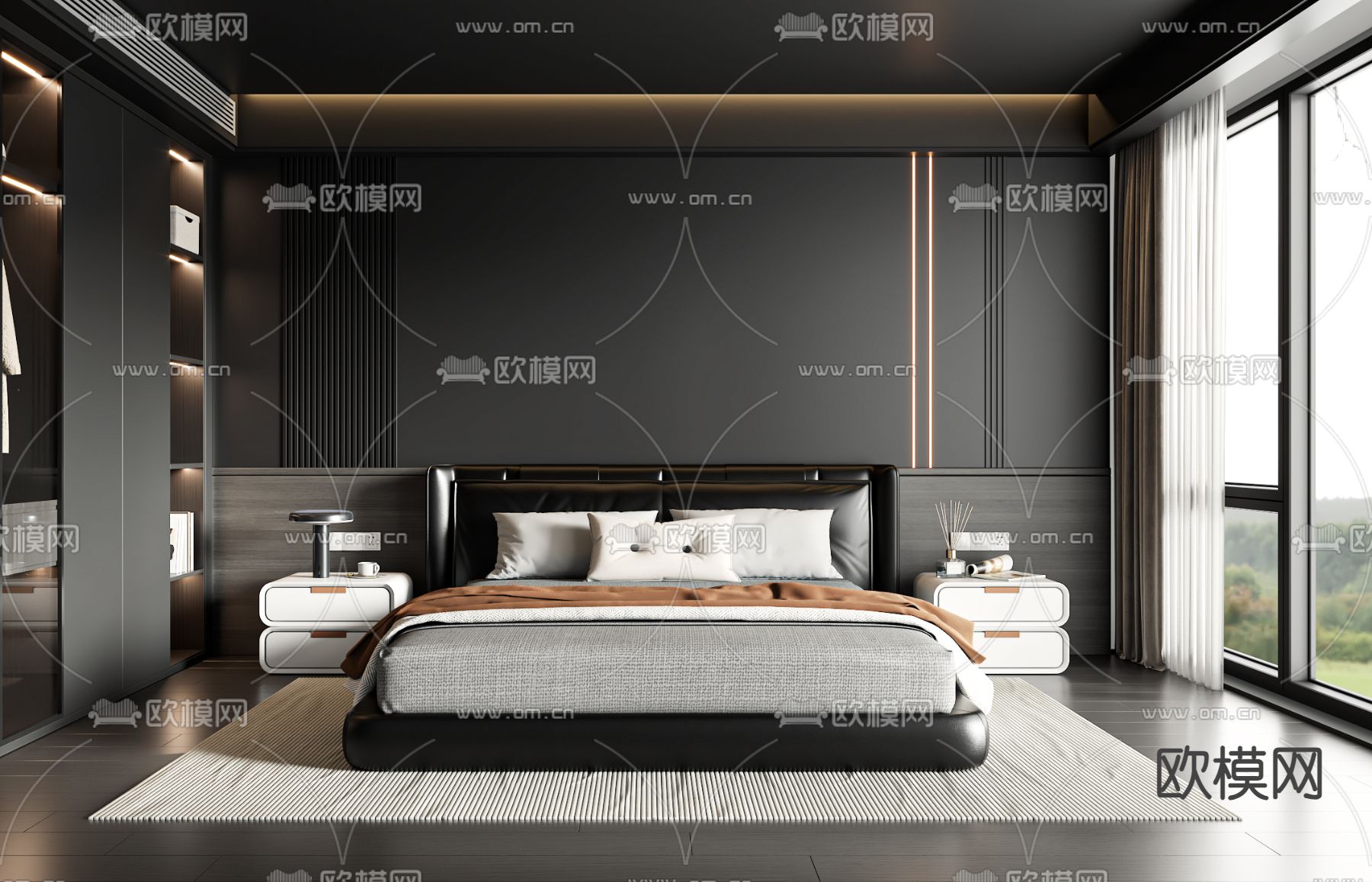 黑暗风主人房 主卧 卧室3d模型下载