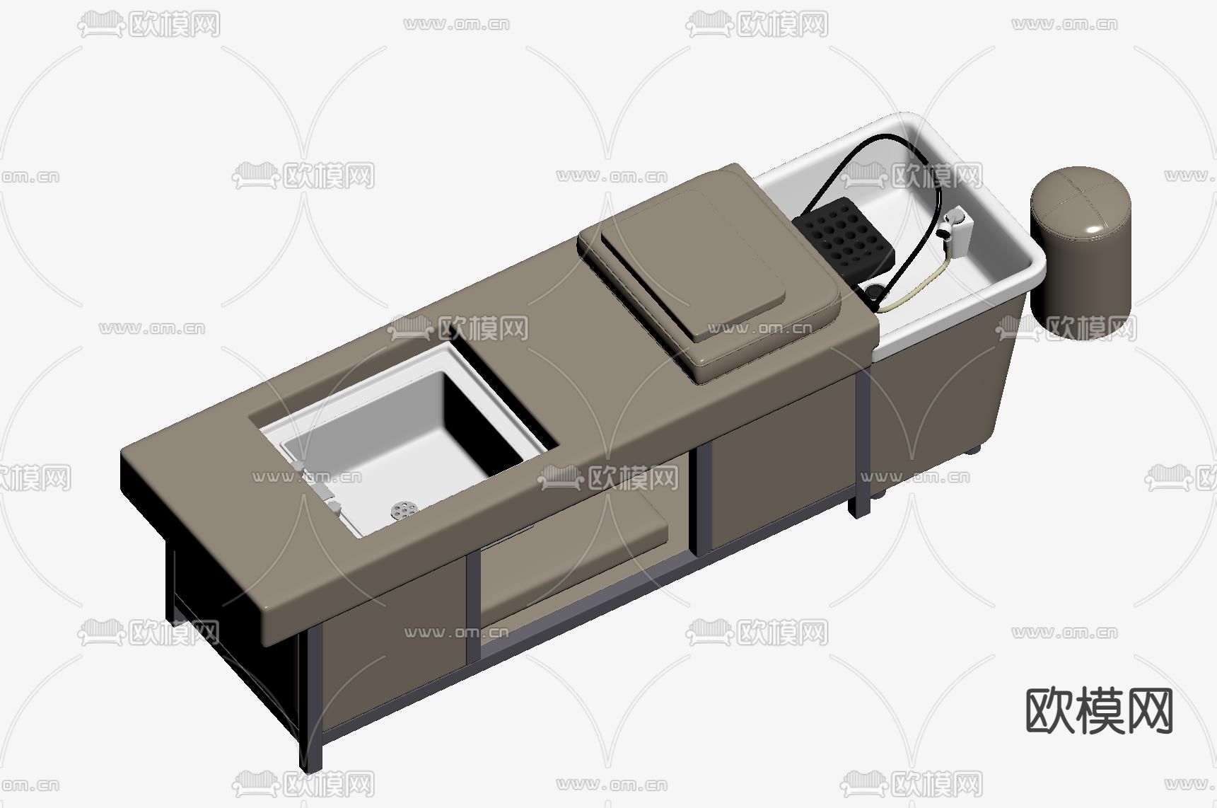 按摩床 美容床su模型下载（渲染图2）