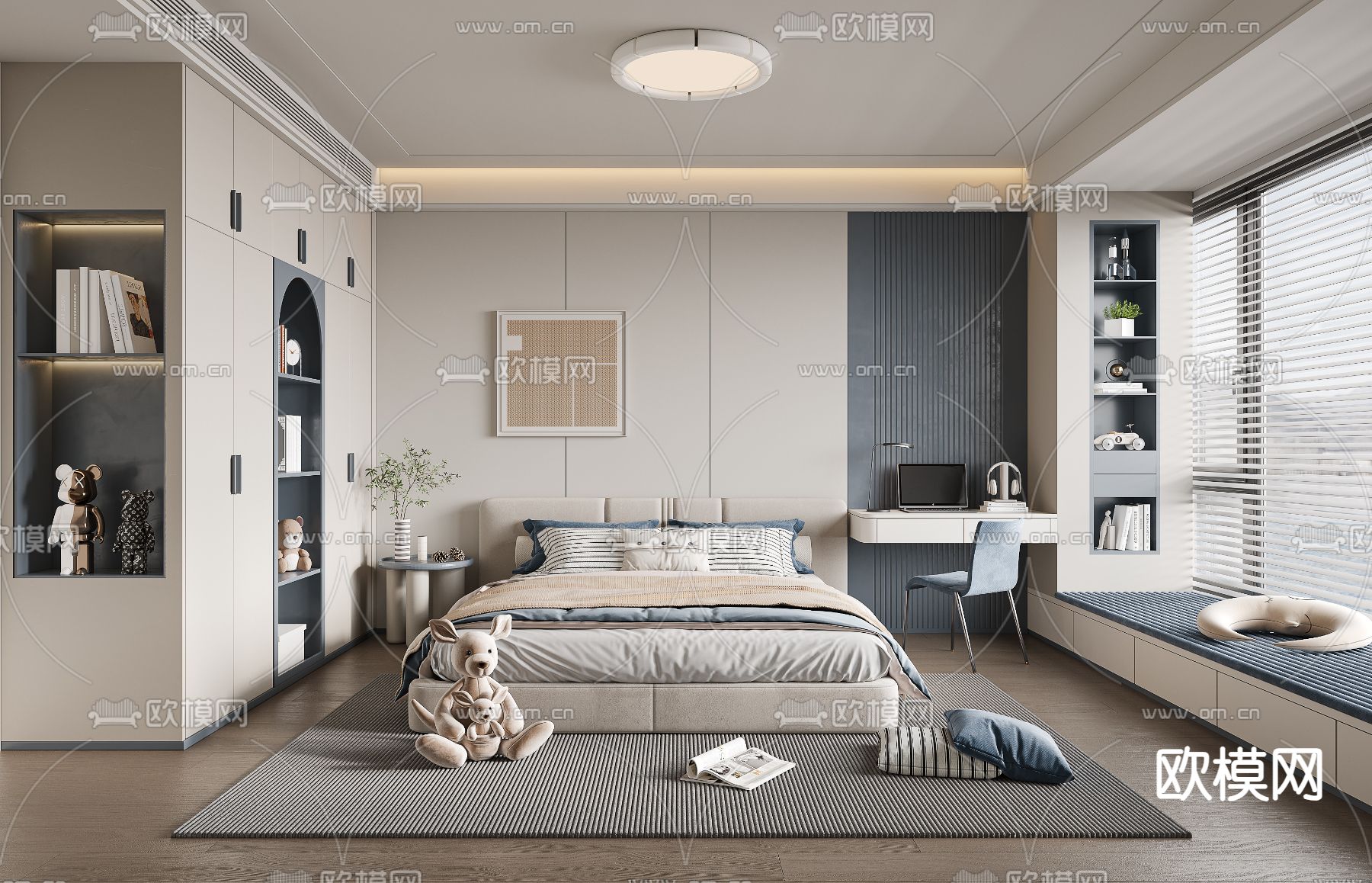 儿童房 男孩房 小孩房卧室3d模型下载（渲染图2）