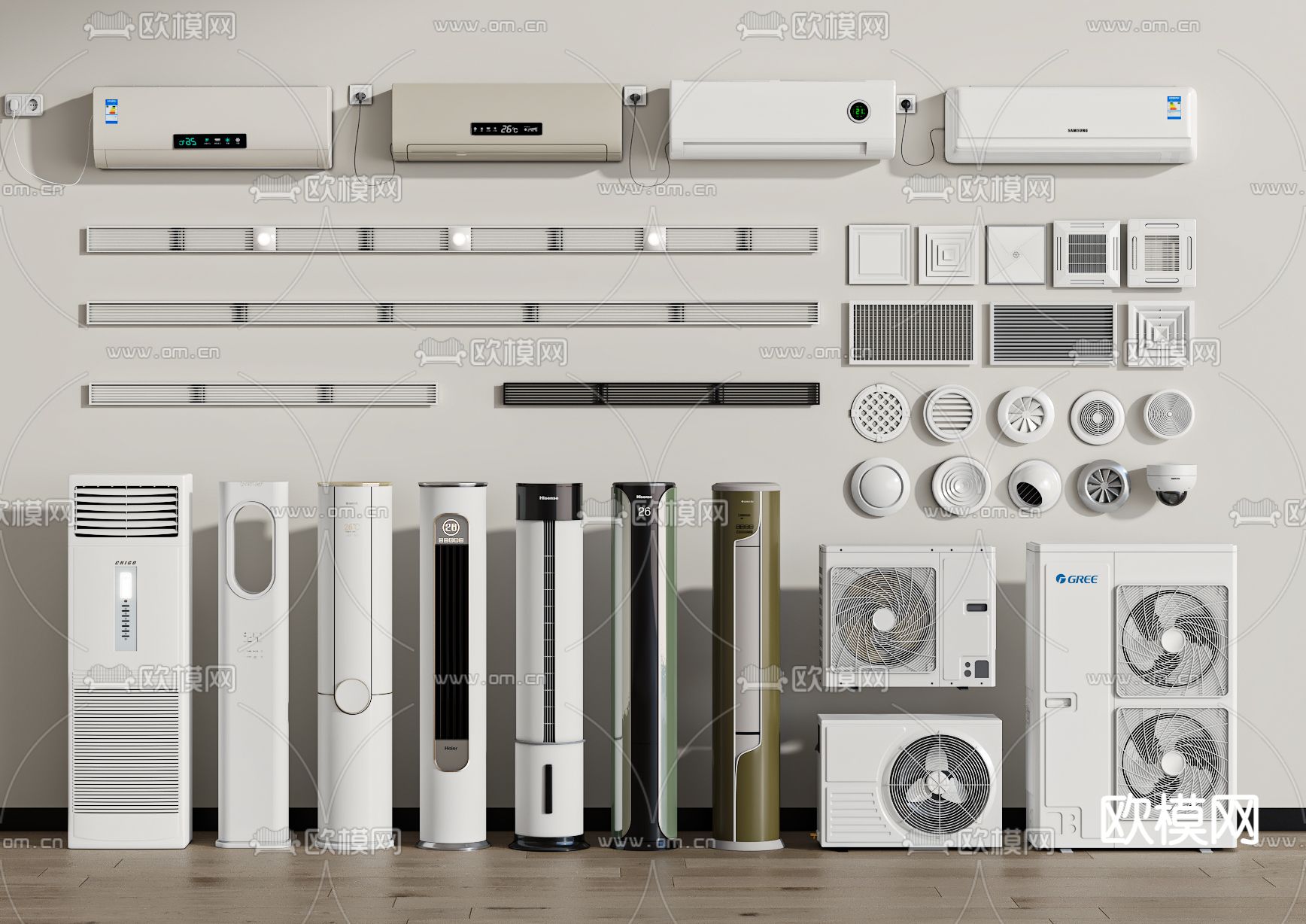 立式空调 壁挂空调 空调出风口3d模型下载
