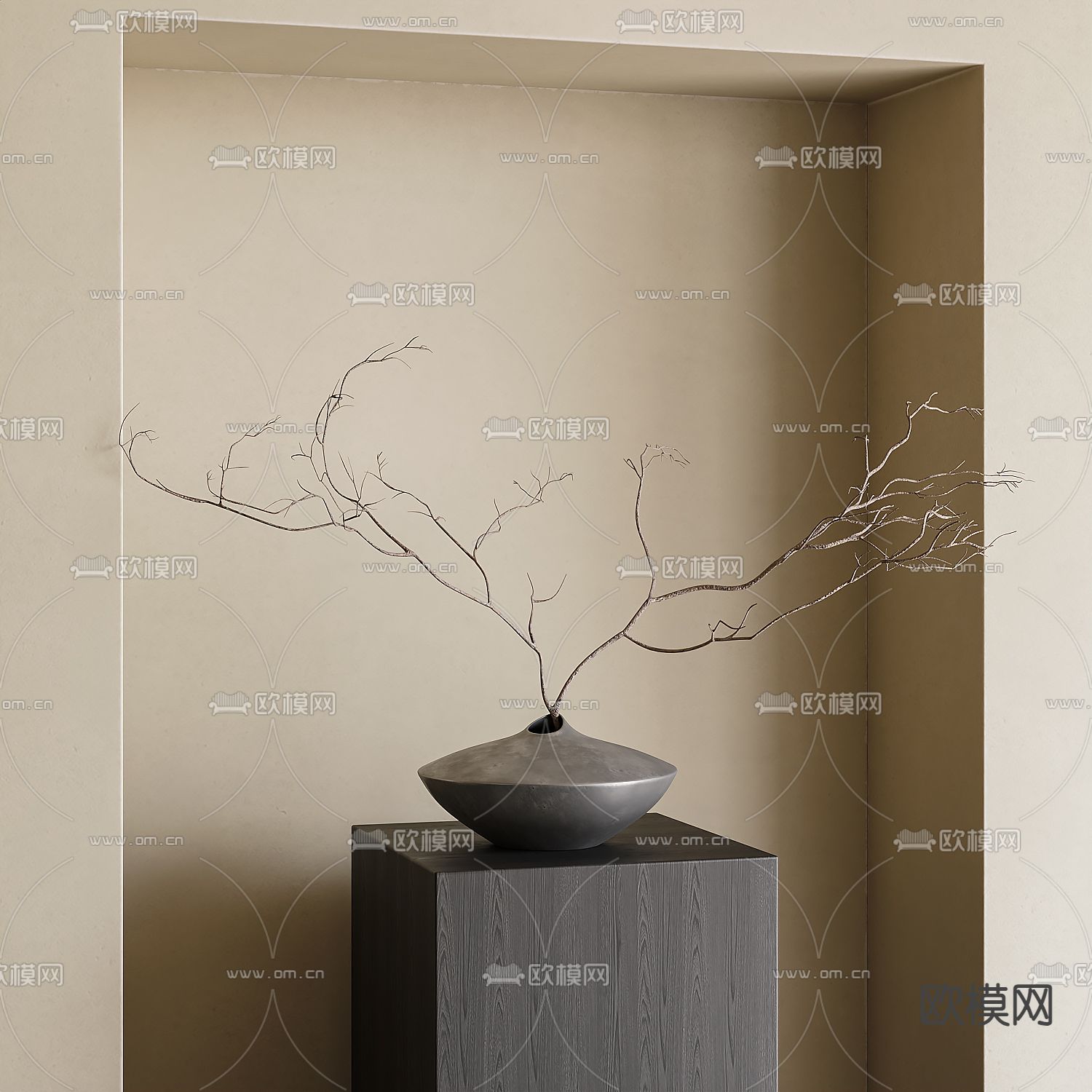 新中式花瓶 干枝花瓶su模型