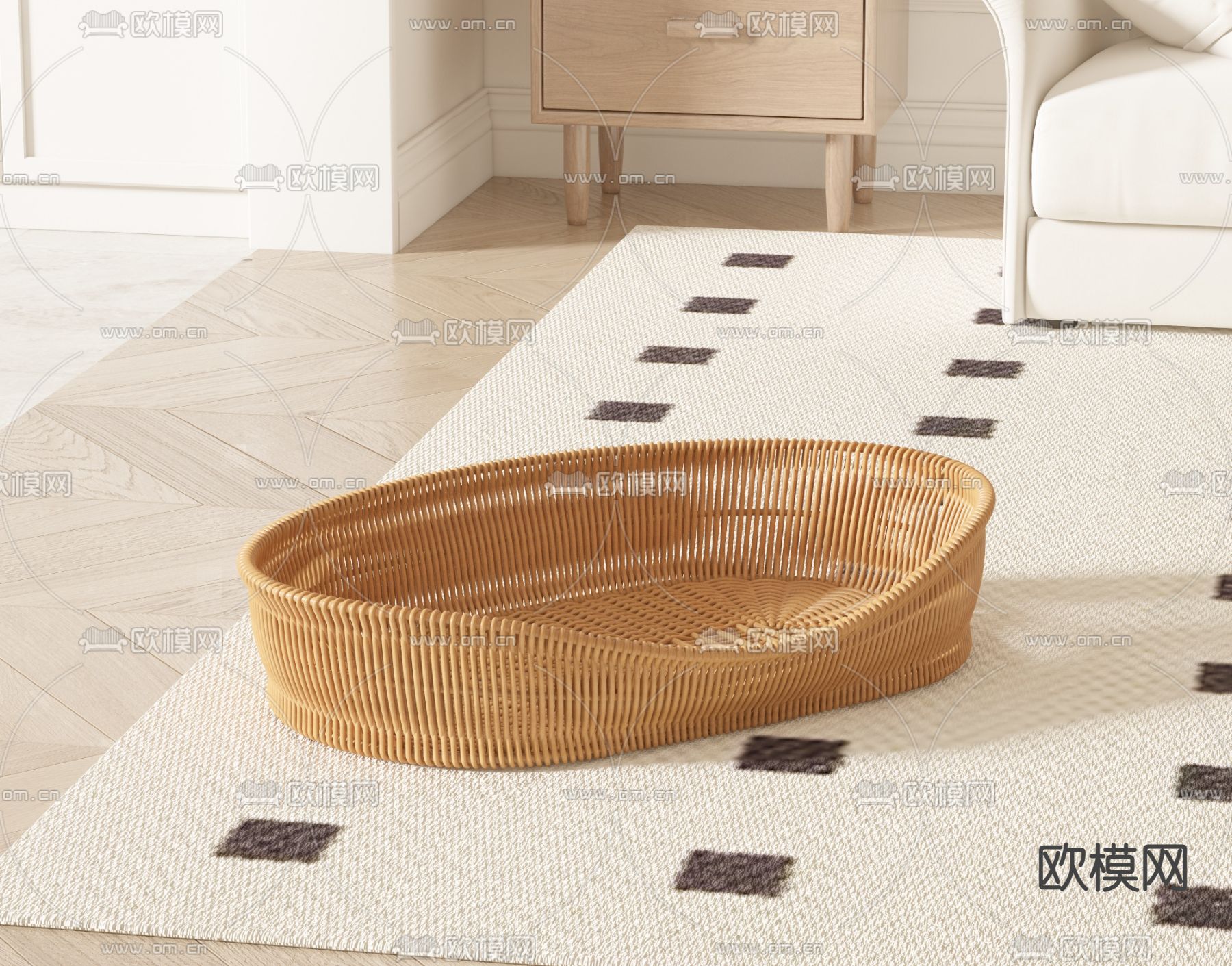 现代藤编猫窝3d模型下载