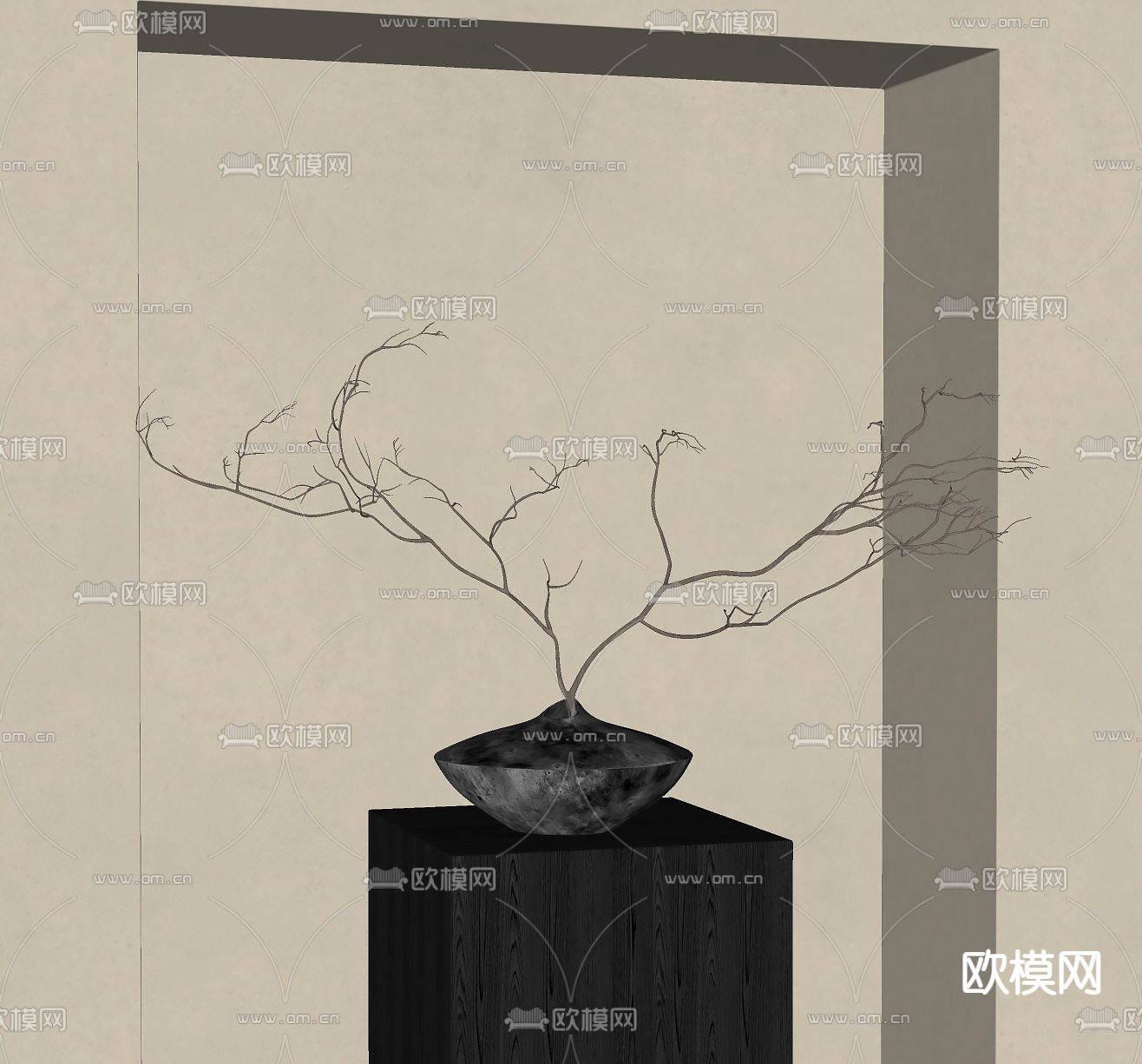 新中式花瓶 干枝花瓶su模型