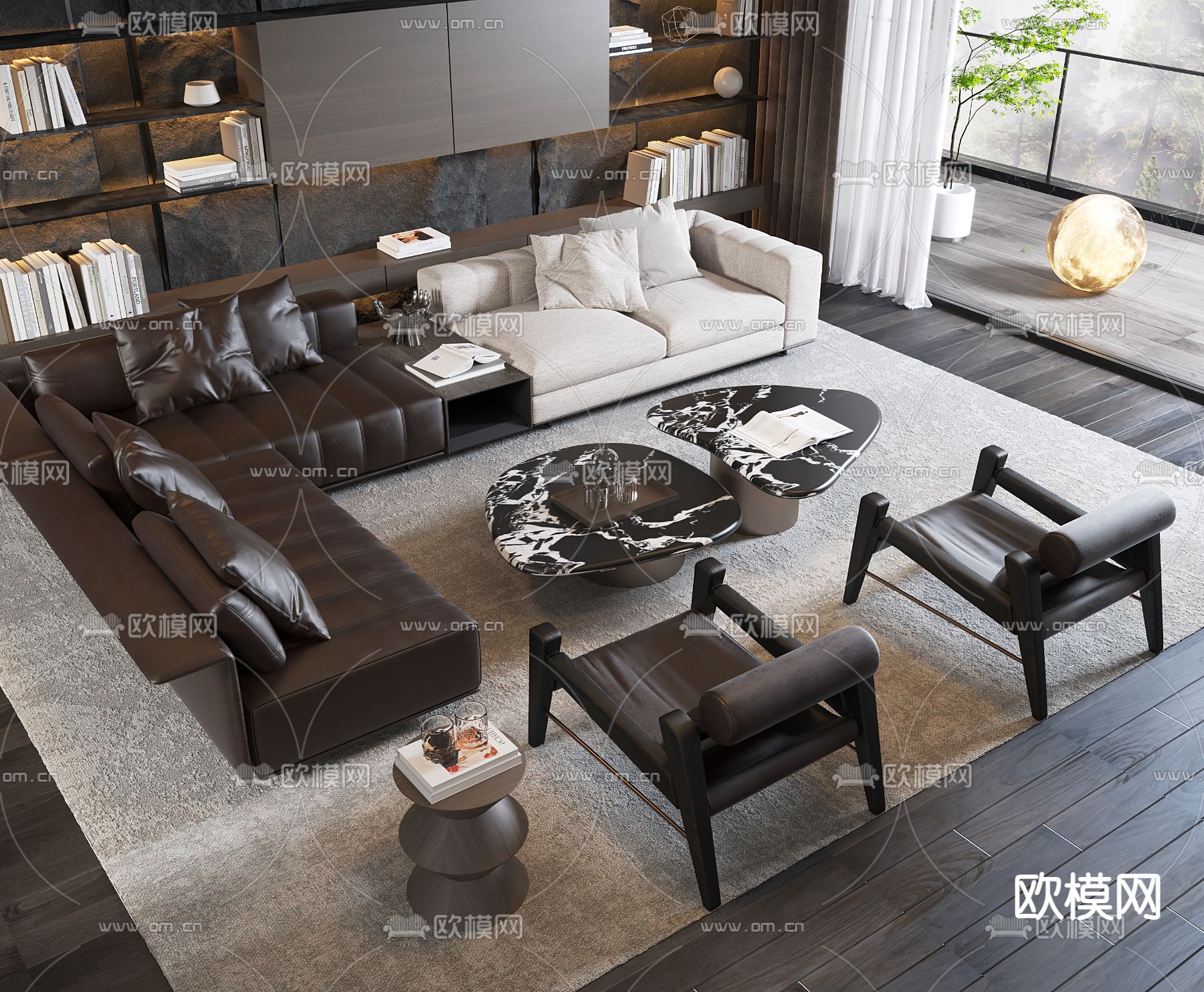 Minotti 组合沙发su模型下载（渲染图2）