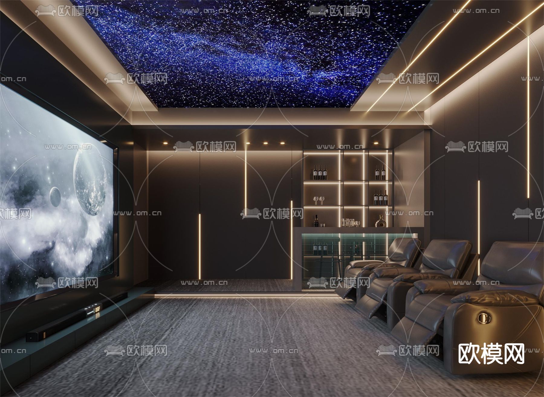 视听室 影音室 家庭影院3d模型下载