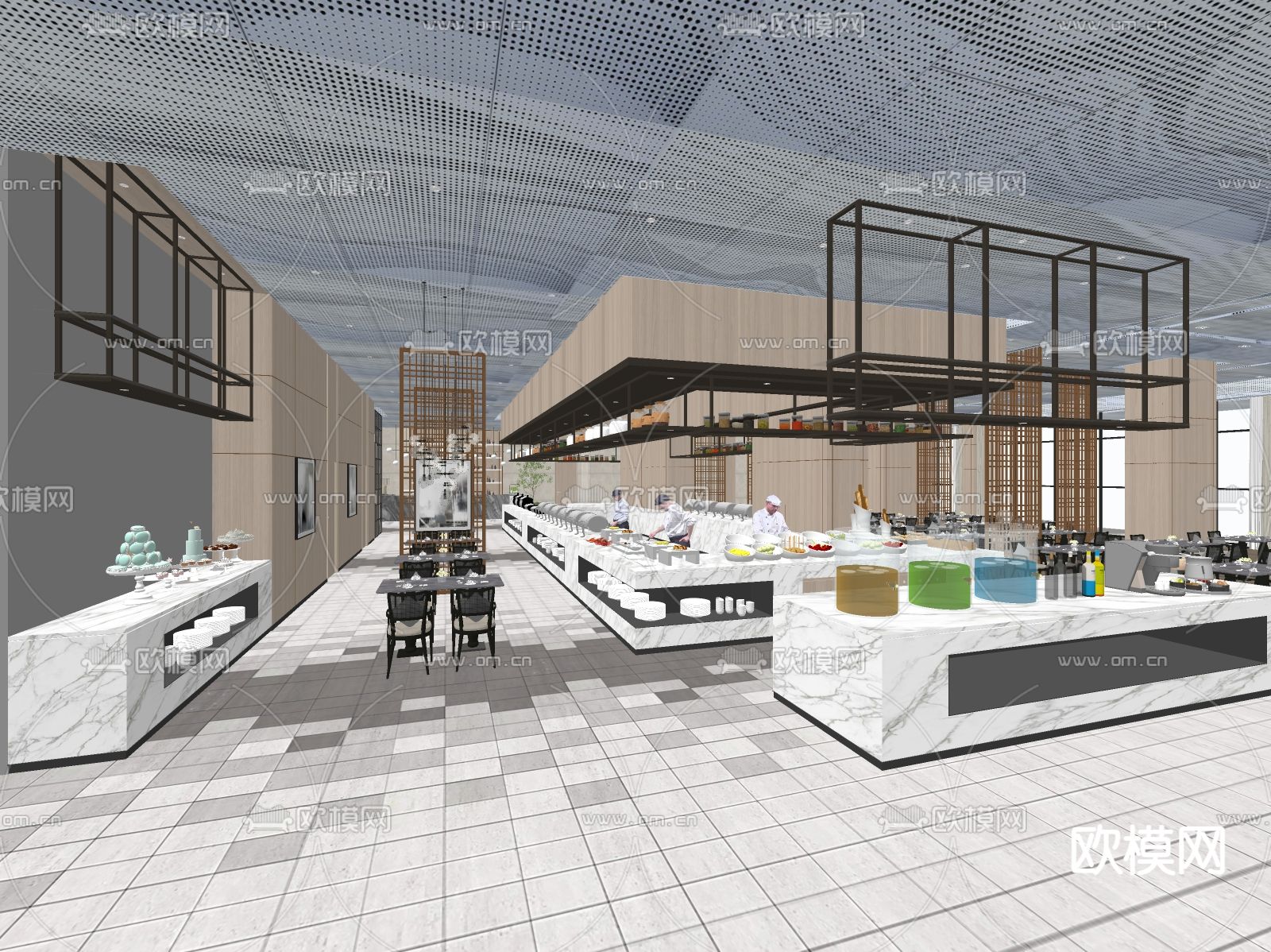 西餐厅su模型下载（渲染图1）