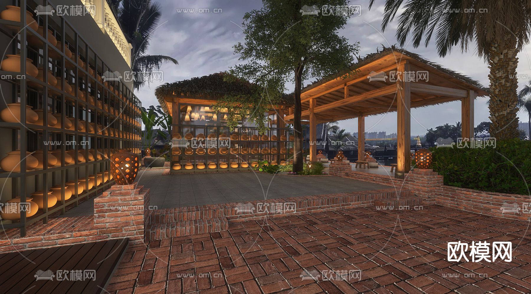 侘寂民宿大厅 茶室3d模型下载（渲染图4）