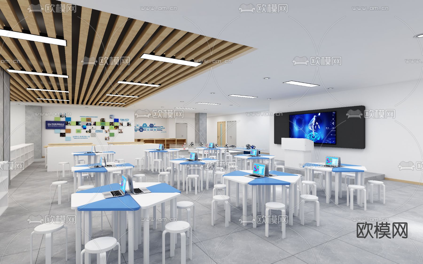 人工智能教室3d模型下载（渲染图1）