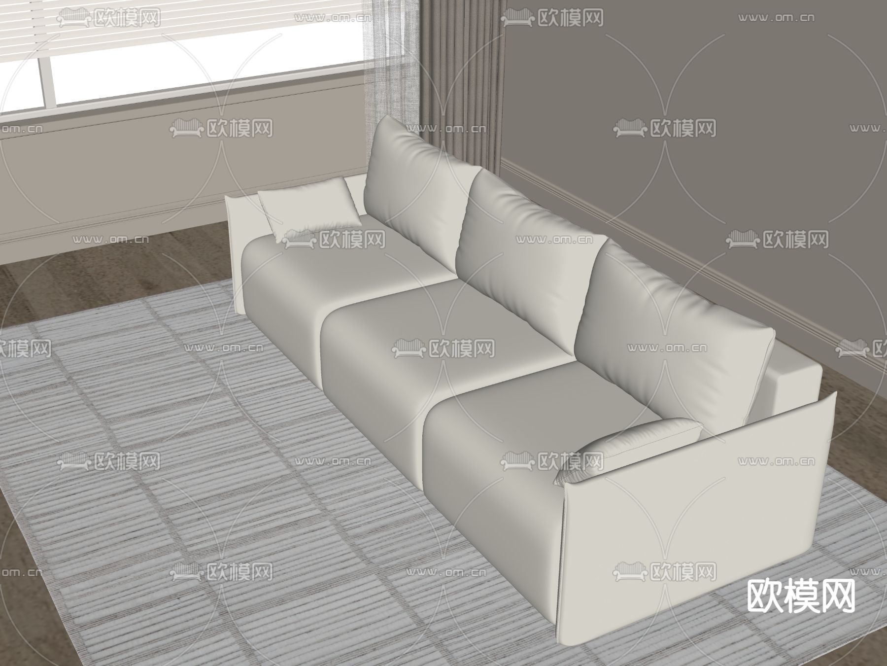 三人沙发 多人沙发su模型