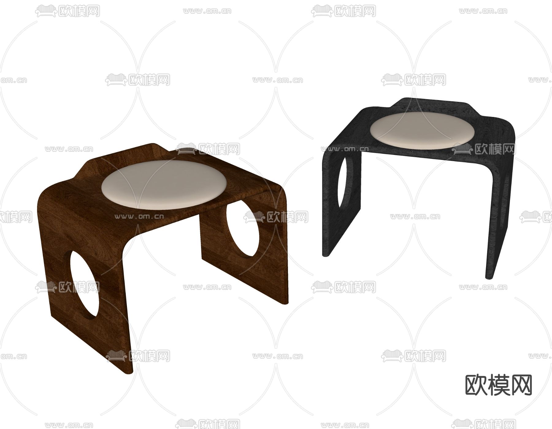 现代凳子 木凳su模型下载（渲染图2）