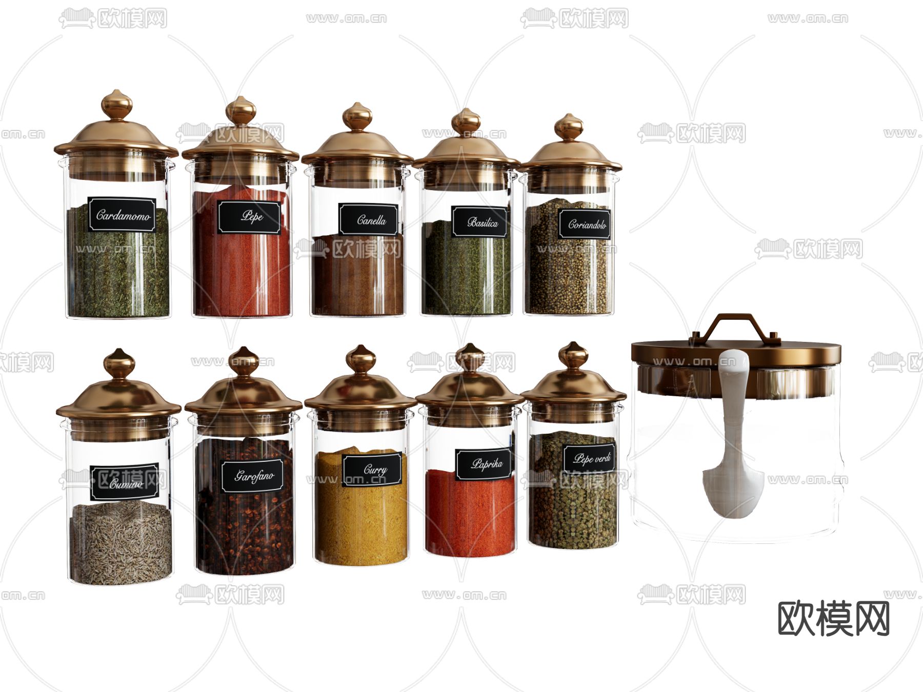 罐子 调味罐 玻璃罐子su模型下载（渲染图2）