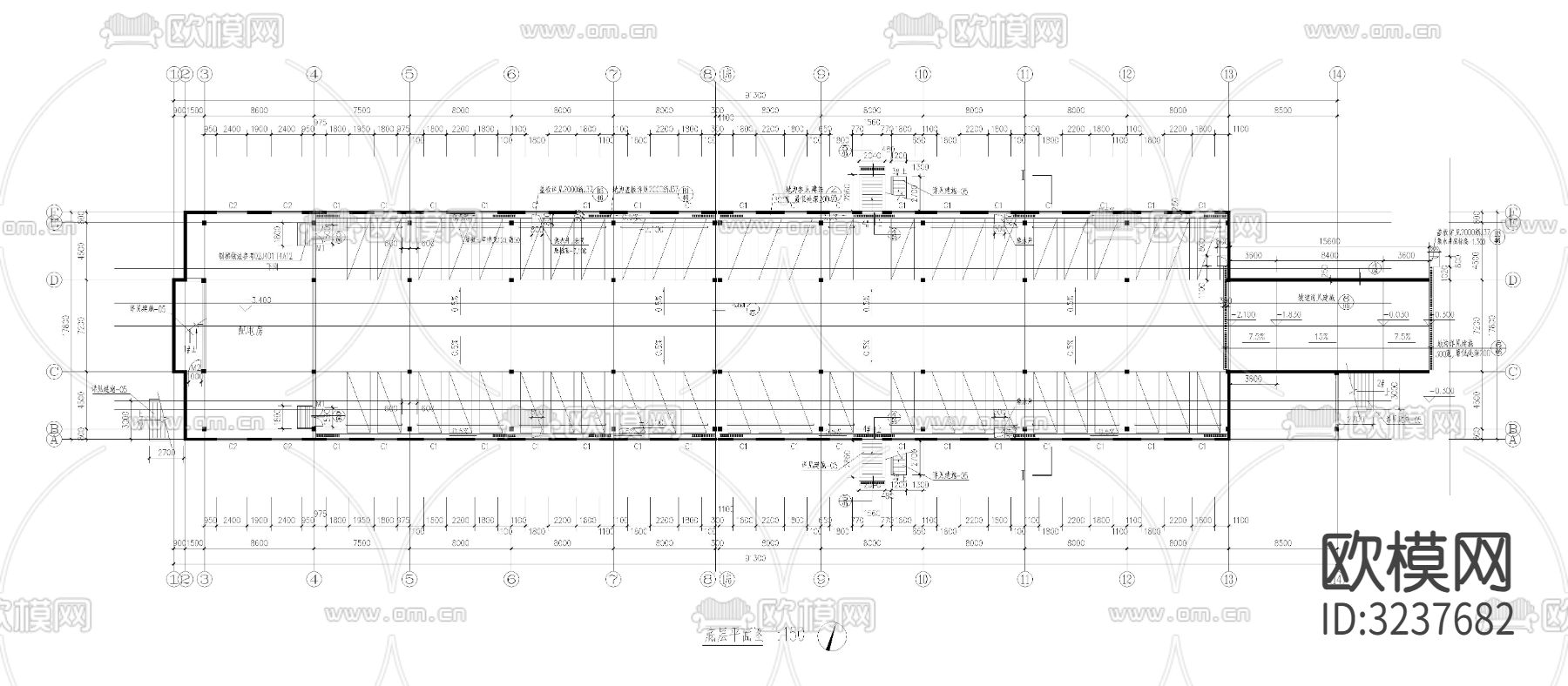 半地下汽车库cad平面图下载（渲染图5）