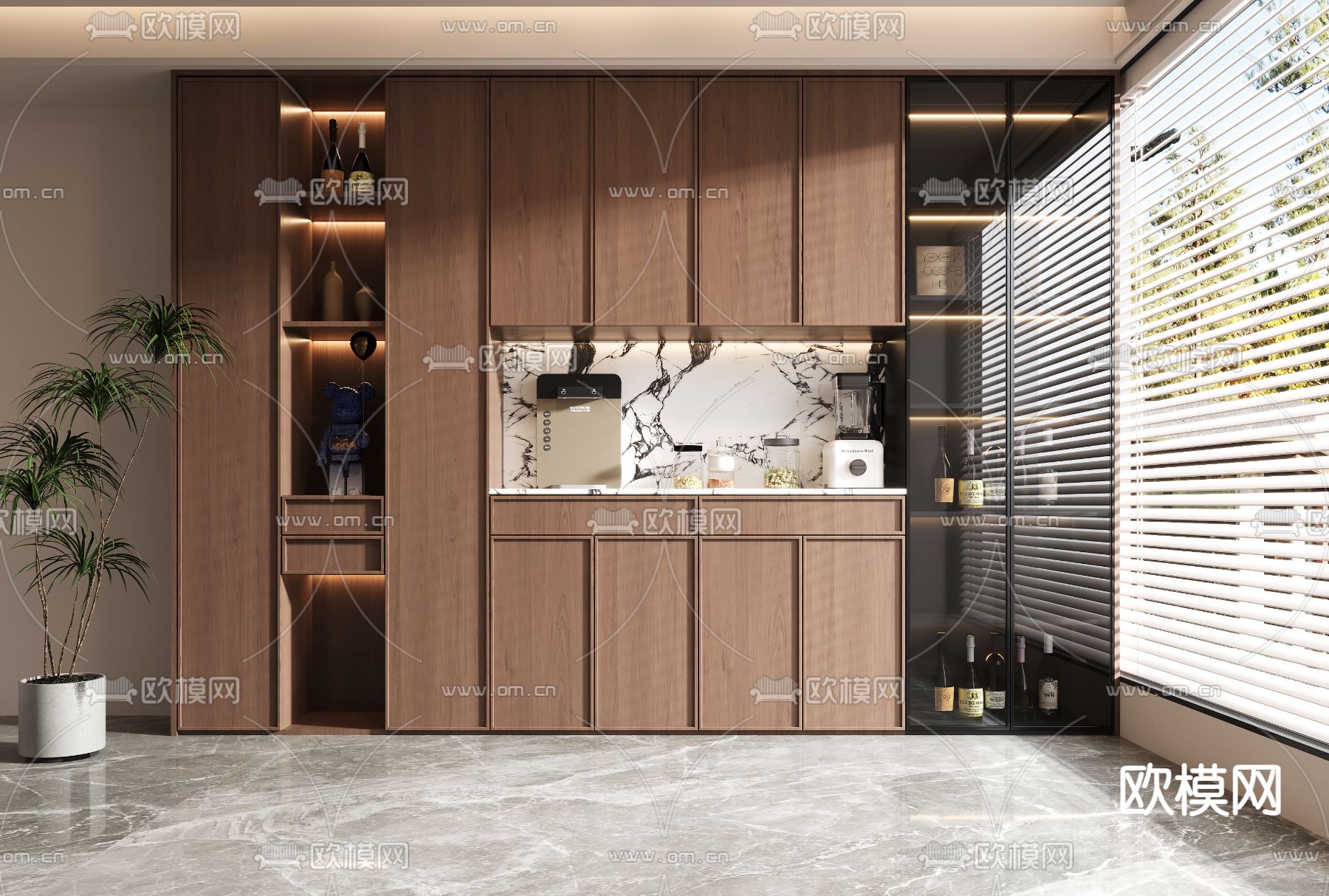 侘寂酒柜 餐边柜3d模型下载