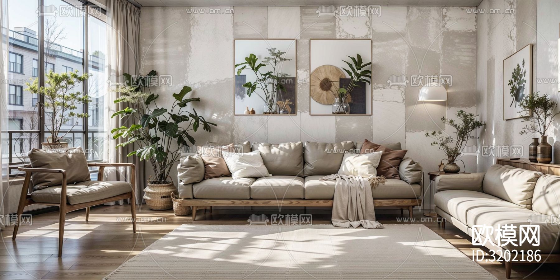 原木风客厅装修效果图下载（渲染图5）