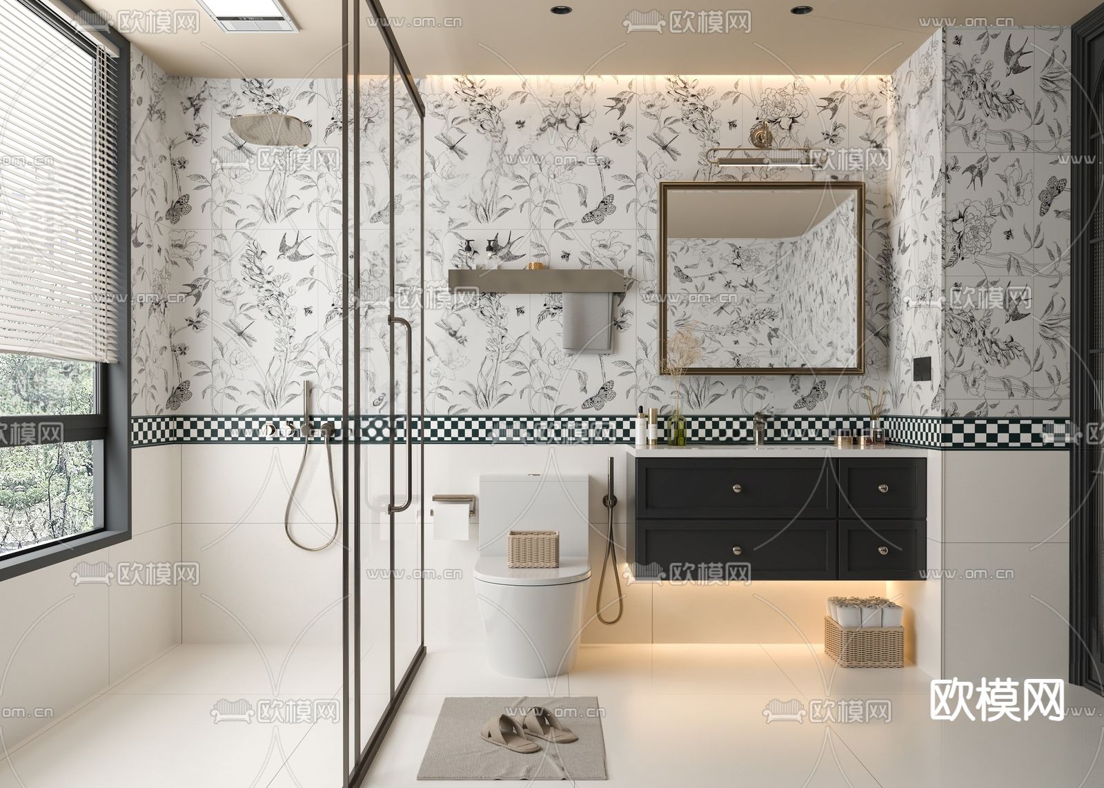 法式卫生间 浴室su模型下载（渲染图2）