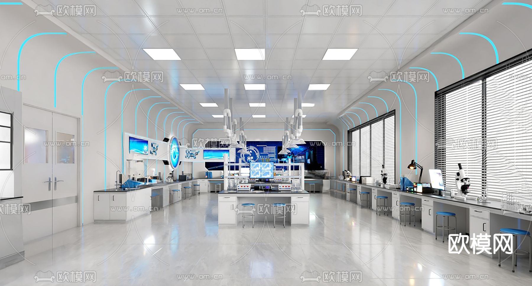 现代科技实验室su模型下载（渲染图1）