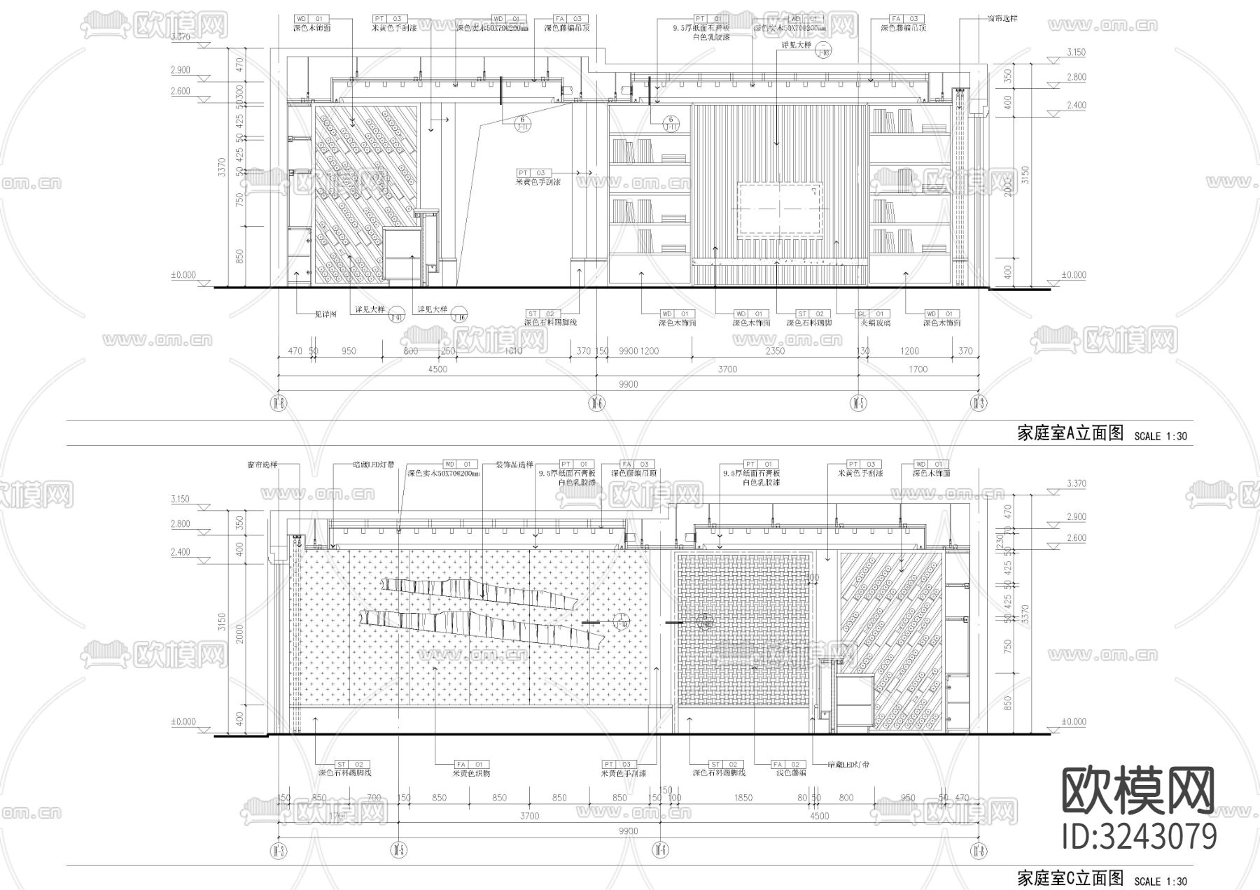 580㎡民宿cad平面图下载（渲染图5）