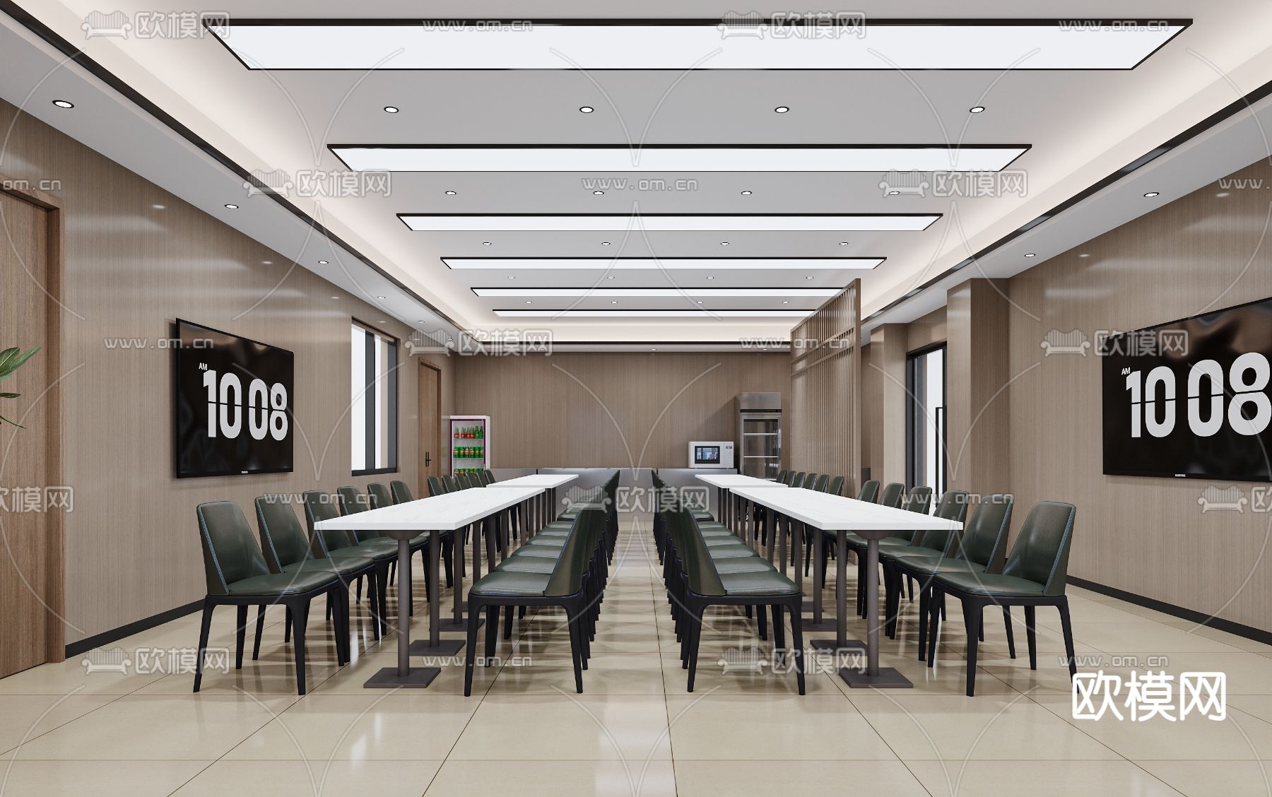 现代员工餐厅 办公食堂3d模型下载（渲染图1）