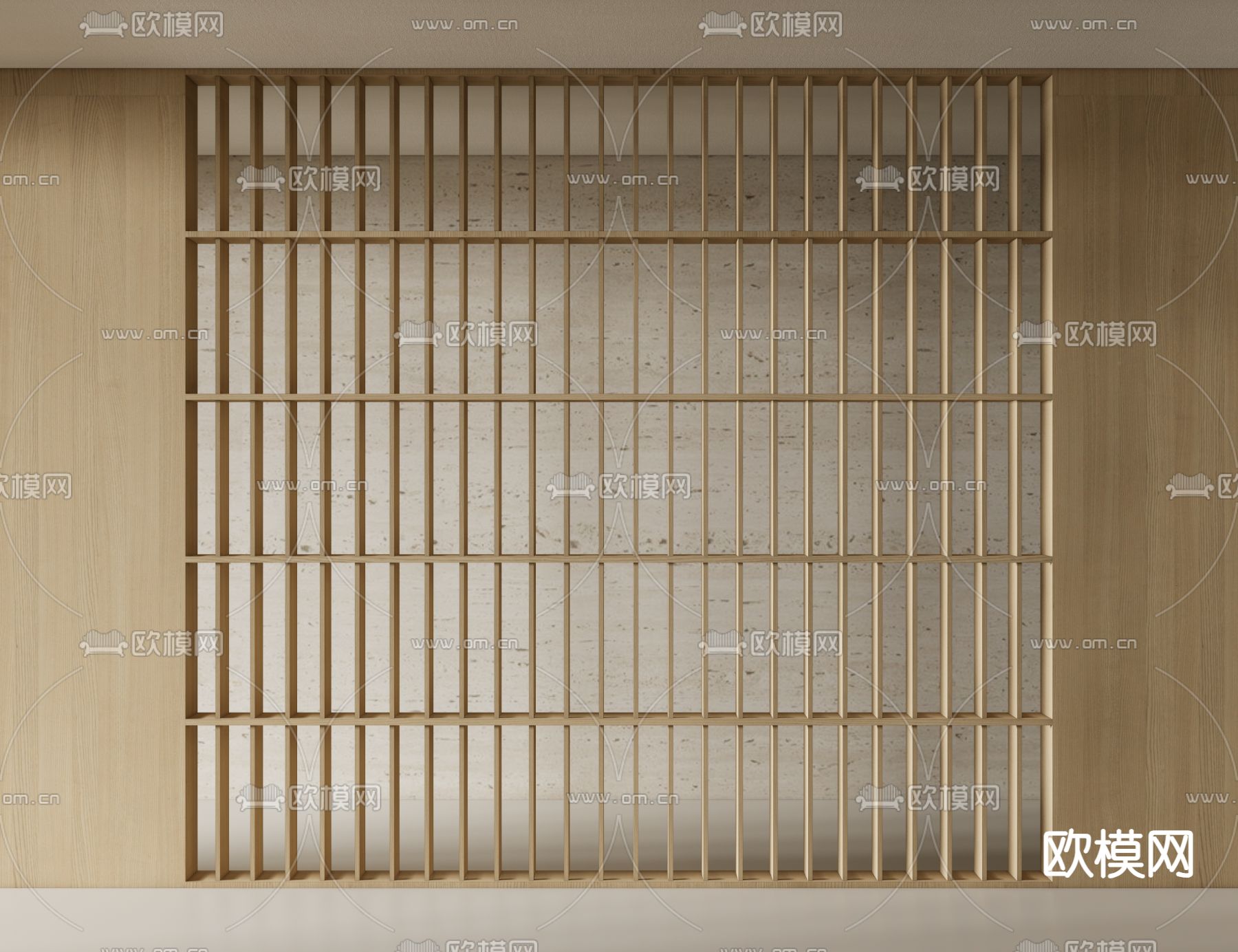 日式 镂空隔断 格栅su模型下载（渲染图2）