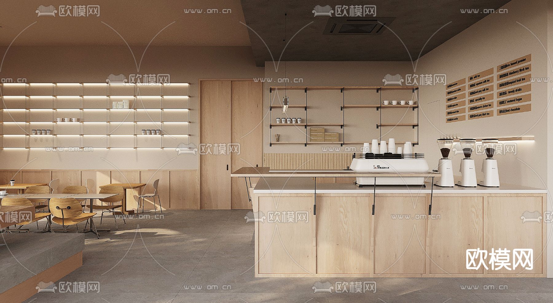 侘寂咖啡厅 咖啡馆3d模型下载（渲染图1）