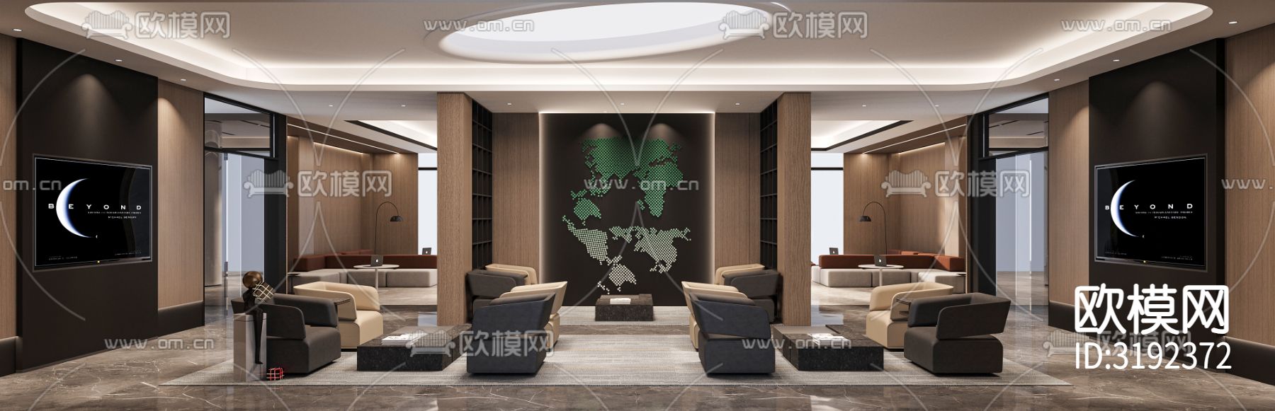 办公前台大堂装修效果图下载（渲染图3）