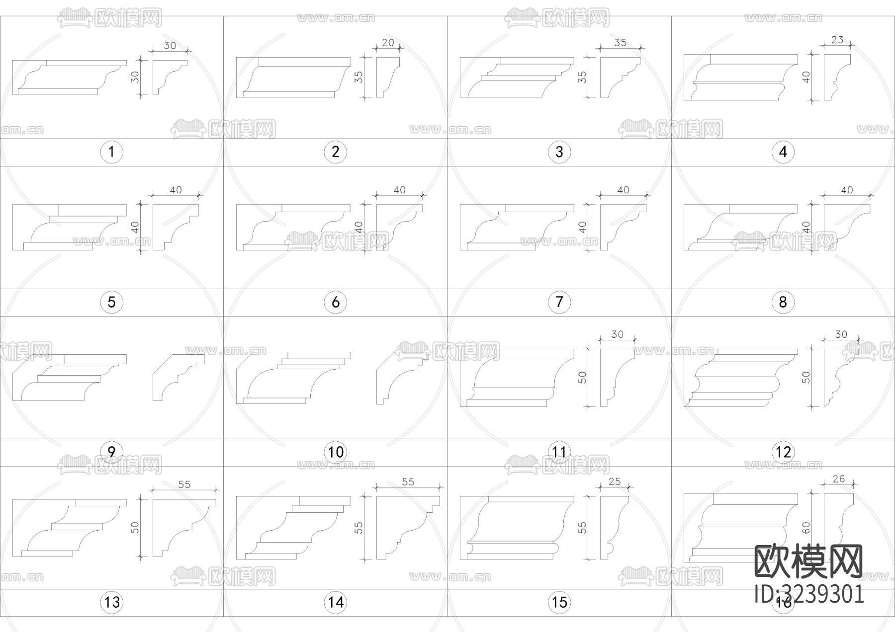 罗马柱cad立面图下载（渲染图4）